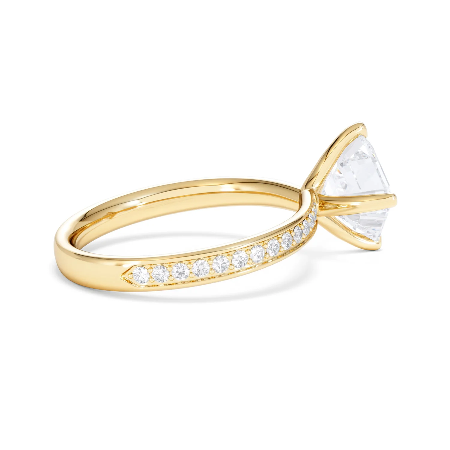 Origin Twist 2.00ct Asscher Cut Lab Diamond Solitaire Engagement Ring with Side Stones in 18K Yellow Gold - Image 33