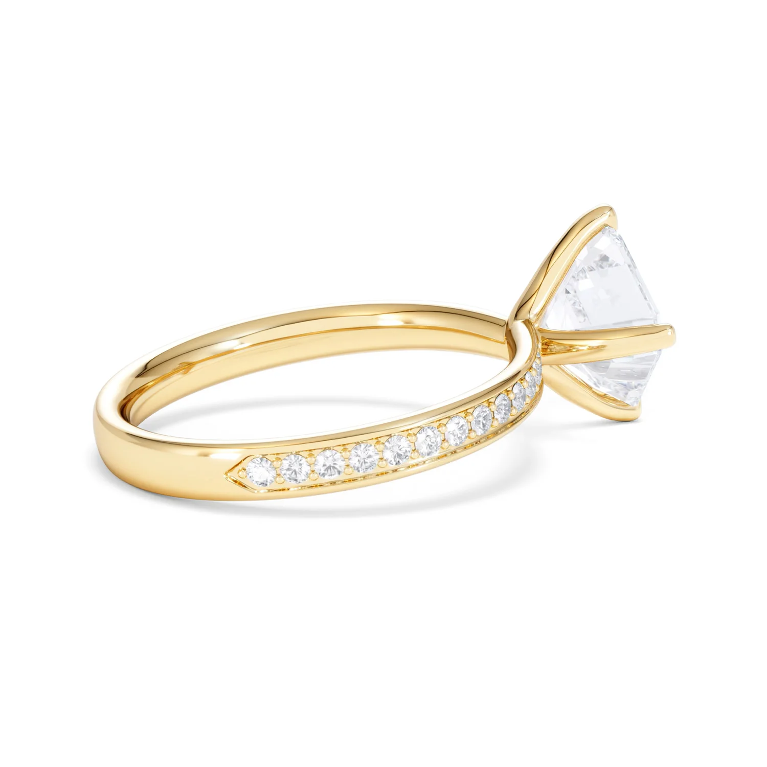 Origin Twist 2.00ct Asscher Cut Lab Diamond Solitaire Engagement Ring with Side Stones in 18K Yellow Gold - Image 34