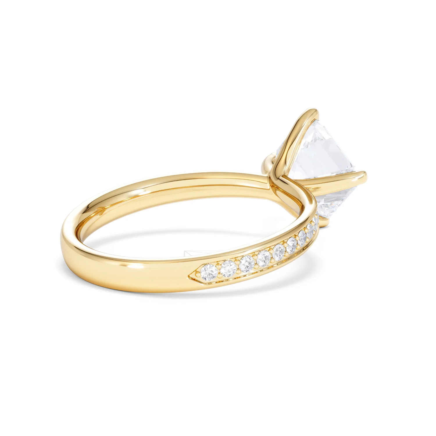 Origin Twist 2.00ct Asscher Cut Lab Diamond Solitaire Engagement Ring with Side Stones in 18K Yellow Gold - Image 39