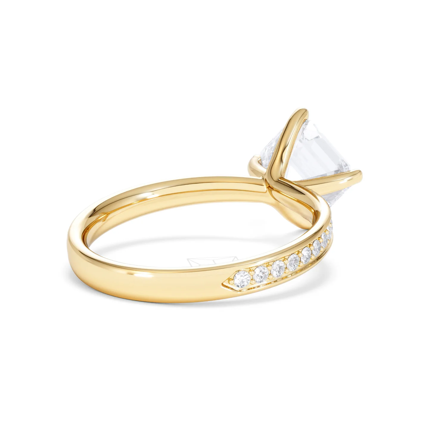 Origin Twist 2.00ct Asscher Cut Lab Diamond Solitaire Engagement Ring with Side Stones in 18K Yellow Gold - Image 41