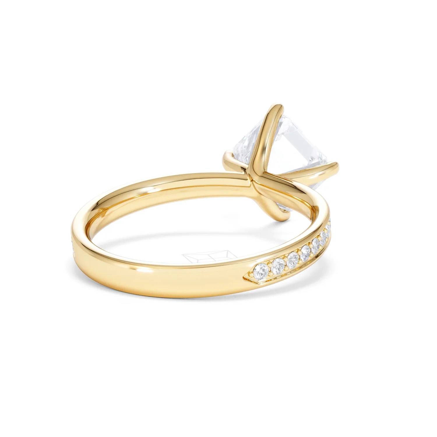 Origin Twist 2.00ct Asscher Cut Lab Diamond Solitaire Engagement Ring with Side Stones in 18K Yellow Gold - Image 43