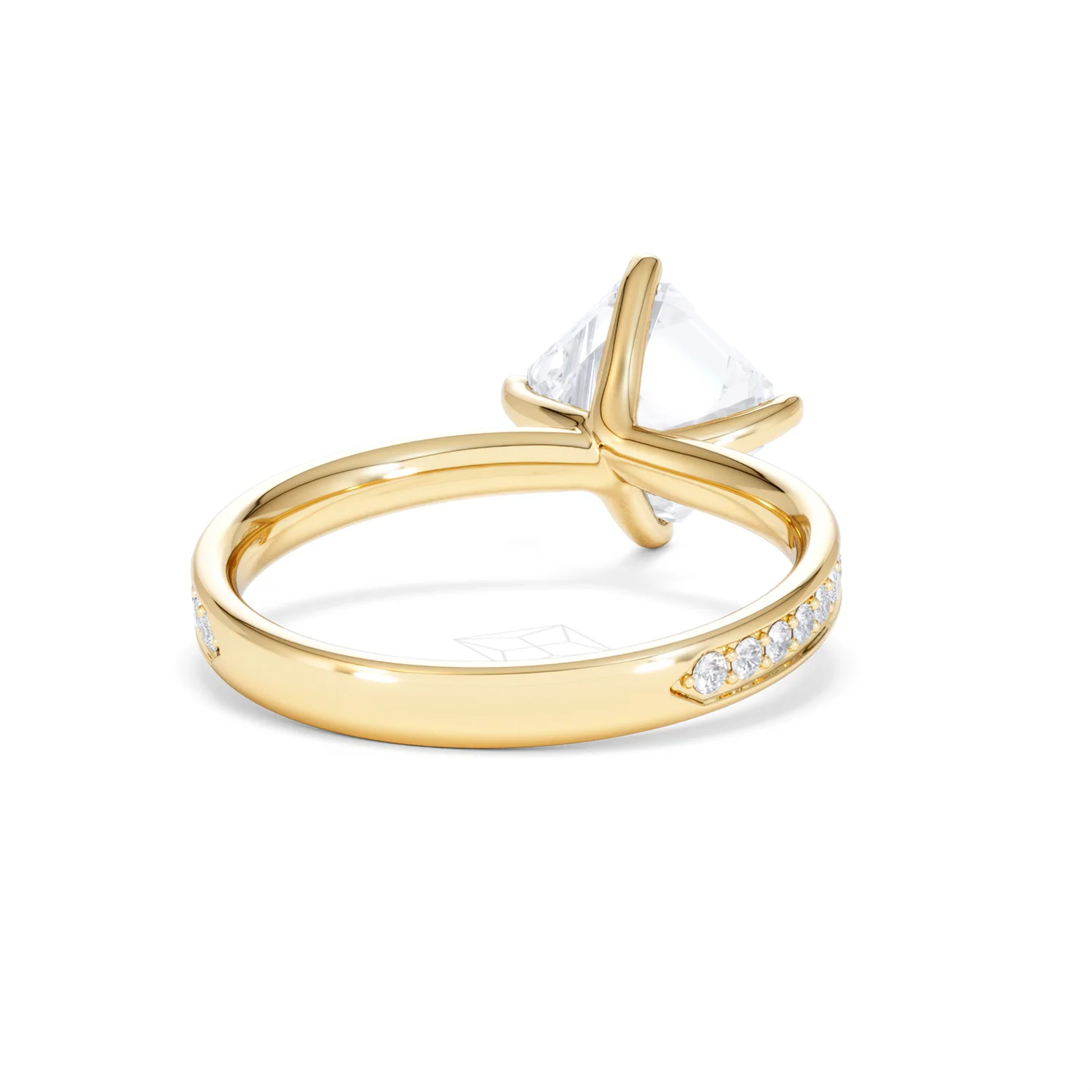 Origin Twist 2.00ct Asscher Cut Lab Diamond Solitaire Engagement Ring with Side Stones in 18K Yellow Gold - Image 45