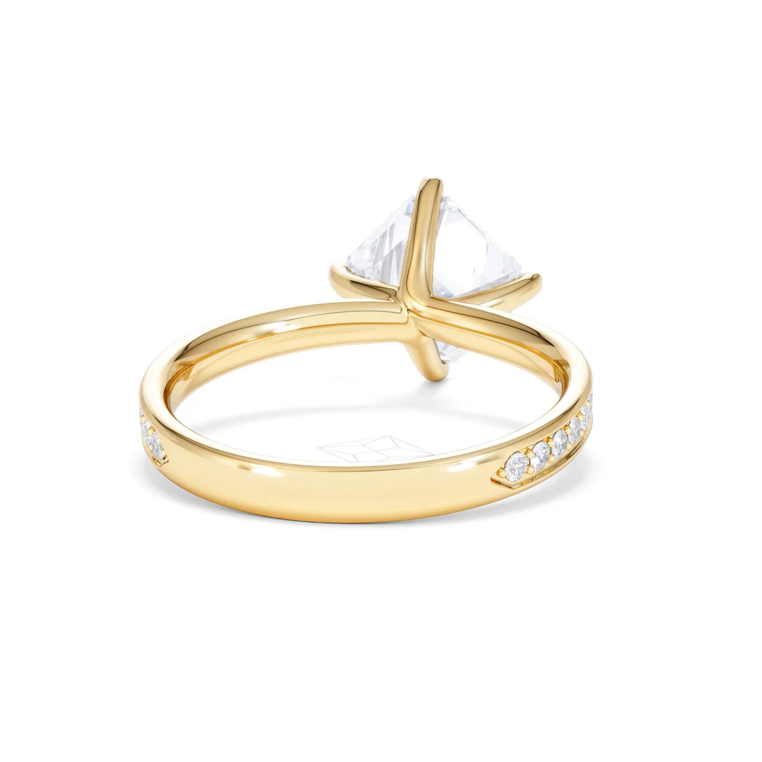 Origin Twist 2.00ct Asscher Cut Lab Diamond Solitaire Engagement Ring with Side Stones in 18K Yellow Gold - Image 46