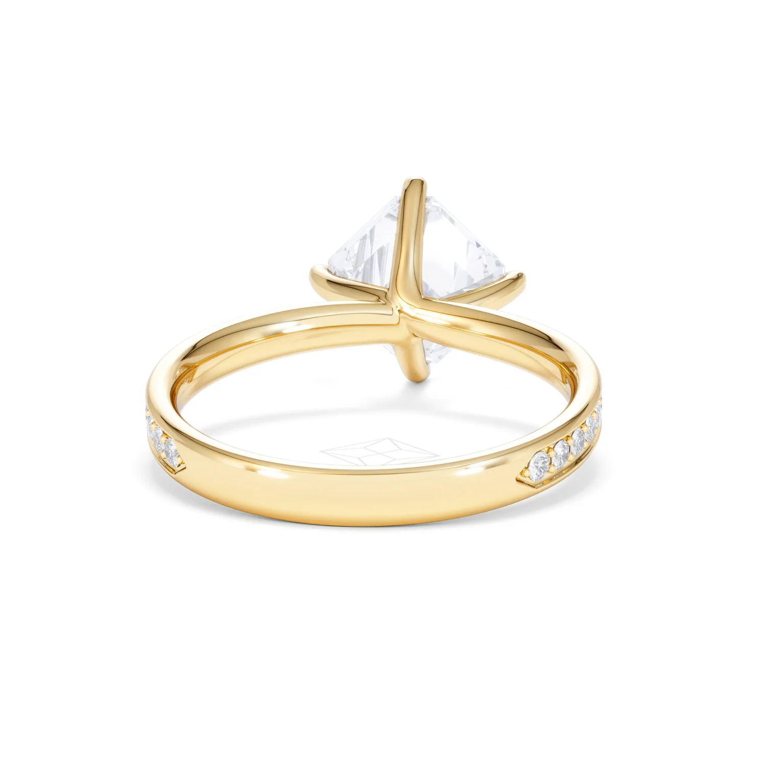Origin Twist 2.00ct Asscher Cut Lab Diamond Solitaire Engagement Ring with Side Stones in 18K Yellow Gold - Image 47