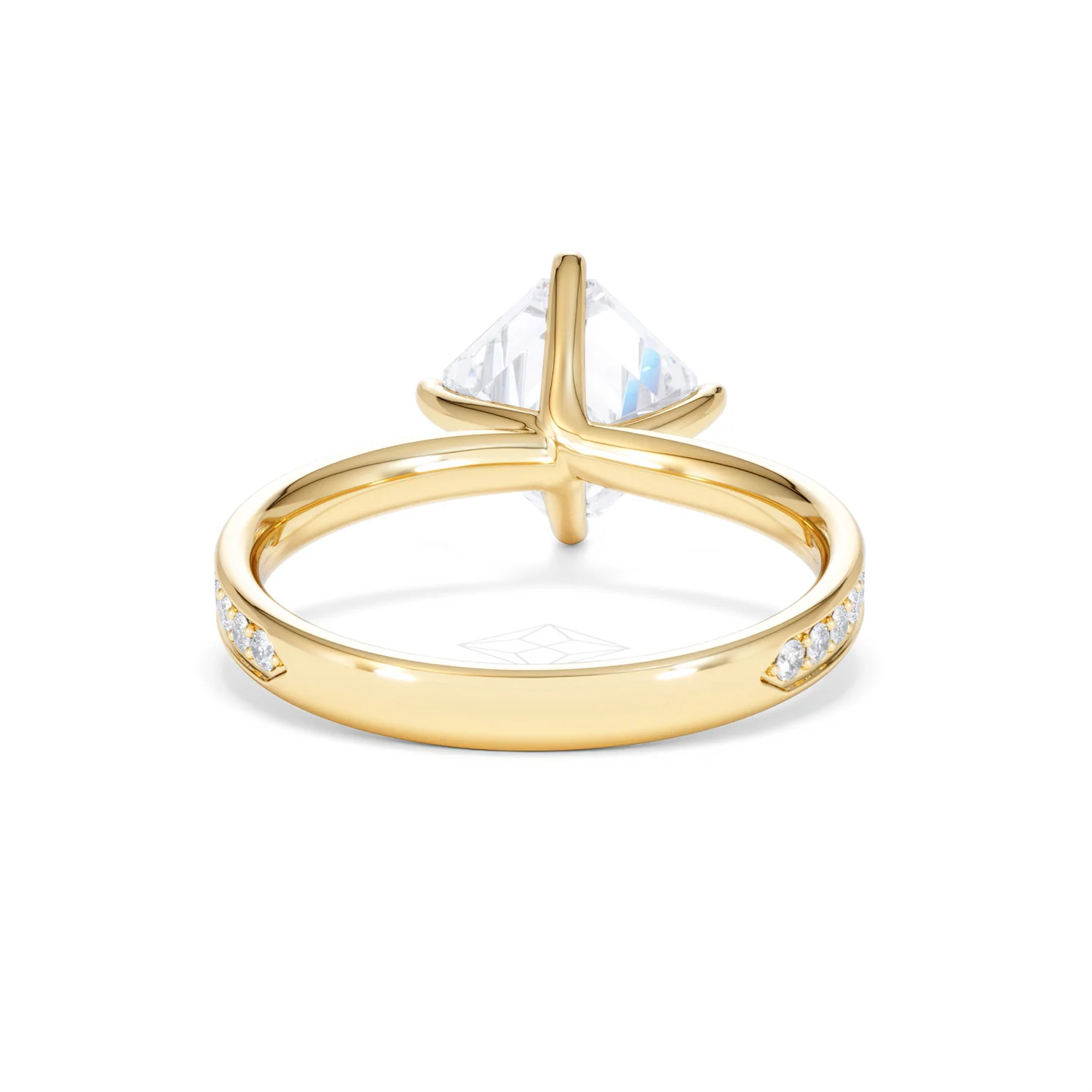 Origin Twist 2.00ct Asscher Cut Lab Diamond Solitaire Engagement Ring with Side Stones in 18K Yellow Gold - Image 48