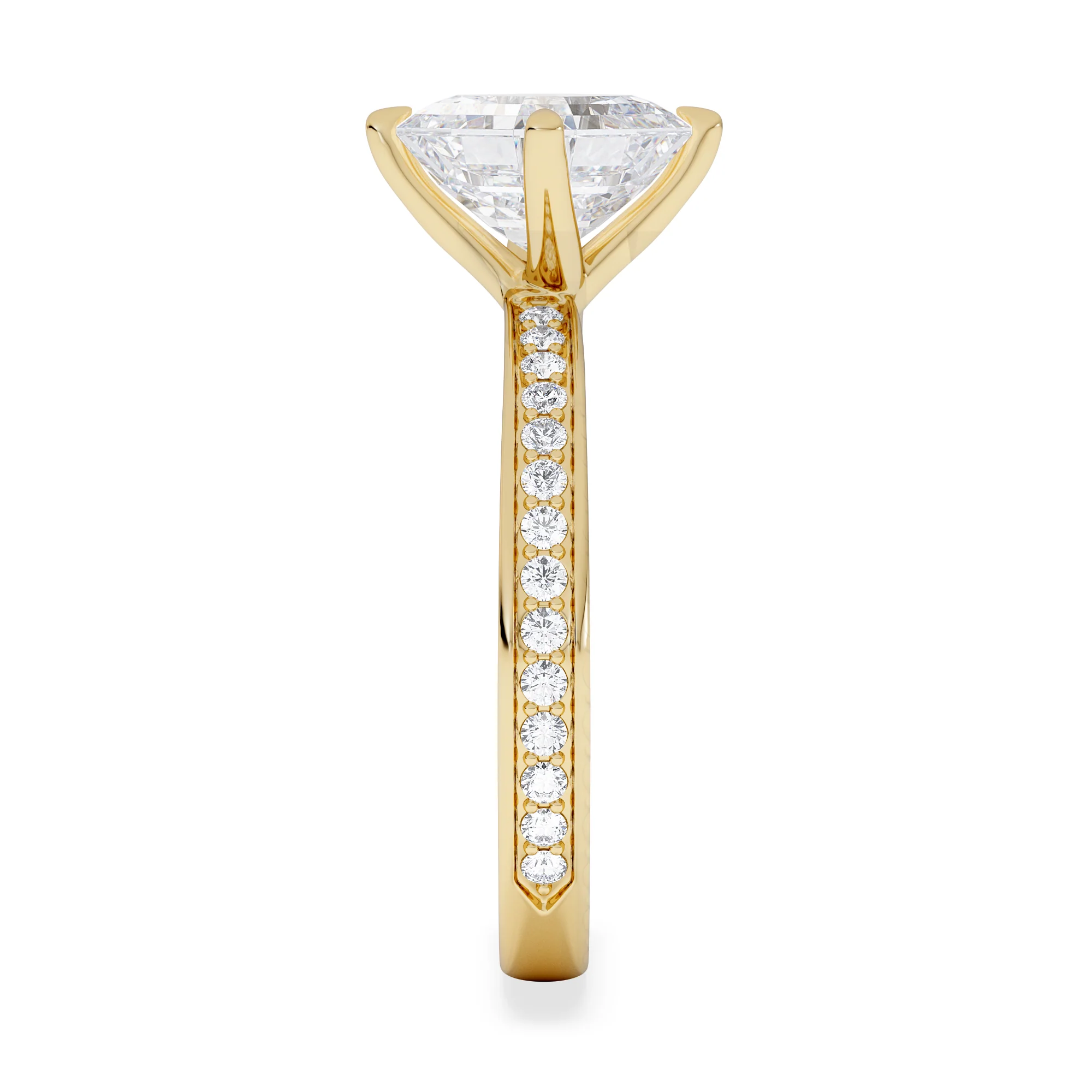 Origin Twist 2.00ct Asscher Cut Lab Diamond Solitaire Engagement Ring with Side Stones in 18K Yellow Gold - Image 5
