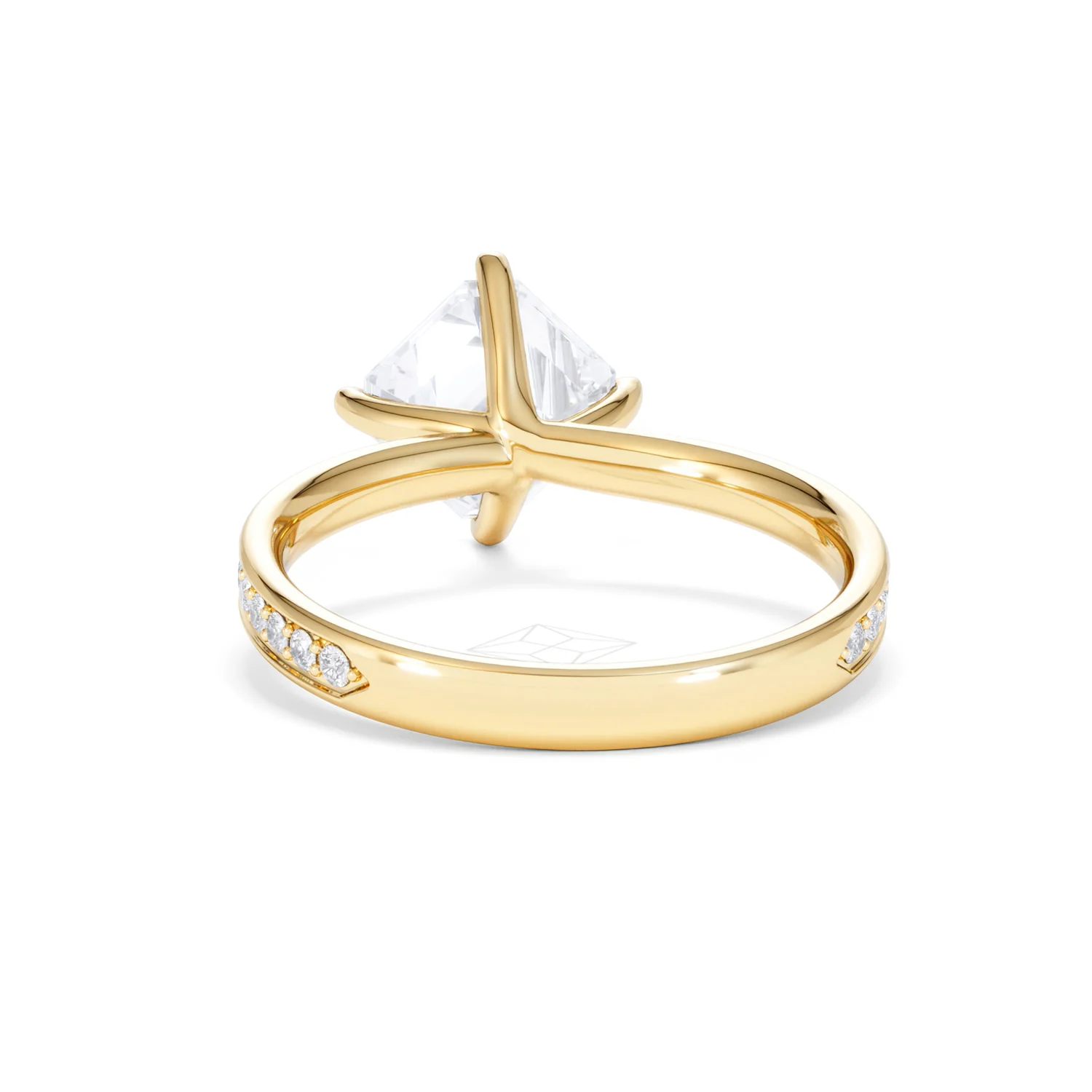 Origin Twist 2.00ct Asscher Cut Lab Diamond Solitaire Engagement Ring with Side Stones in 18K Yellow Gold - Image 51