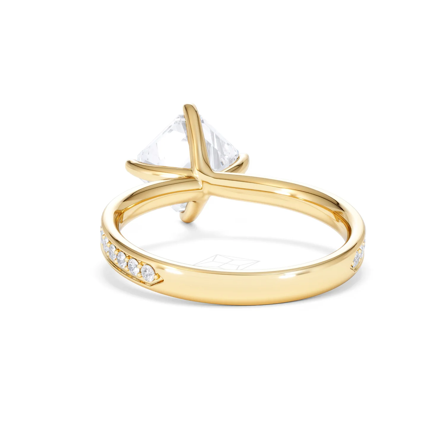 Origin Twist 2.00ct Asscher Cut Lab Diamond Solitaire Engagement Ring with Side Stones in 18K Yellow Gold - Image 52