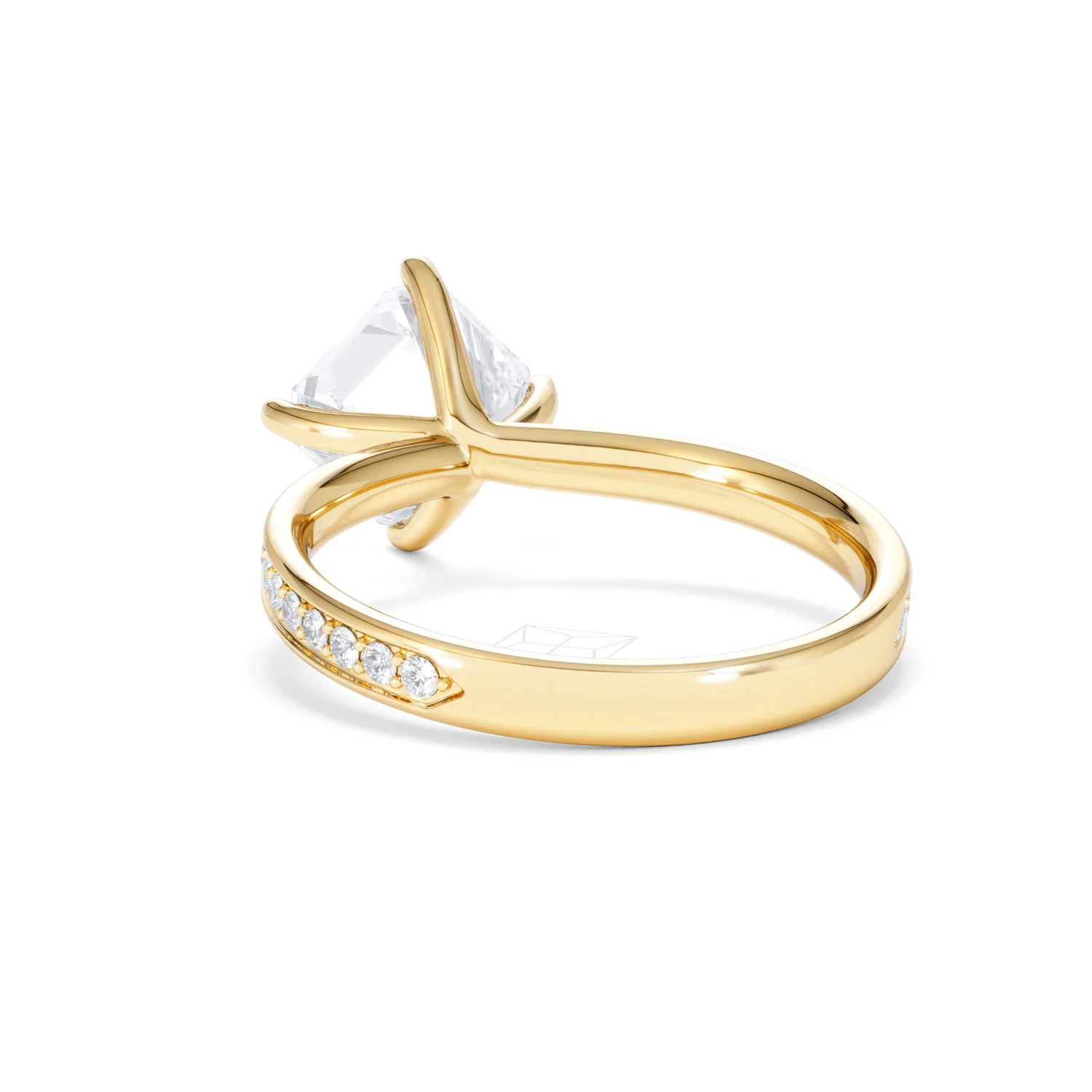Origin Twist 2.00ct Asscher Cut Lab Diamond Solitaire Engagement Ring with Side Stones in 18K Yellow Gold - Image 54