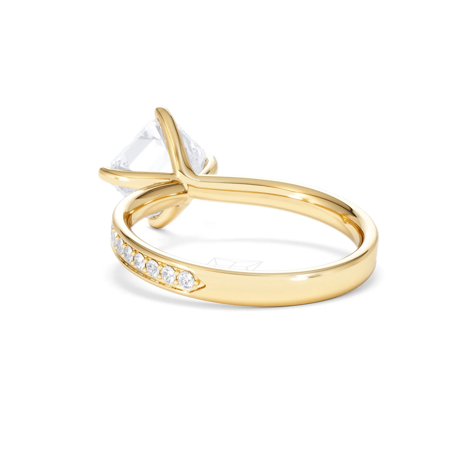 Origin Twist 2.00ct Asscher Cut Lab Diamond Solitaire Engagement Ring with Side Stones in 18K Yellow Gold - Image 55