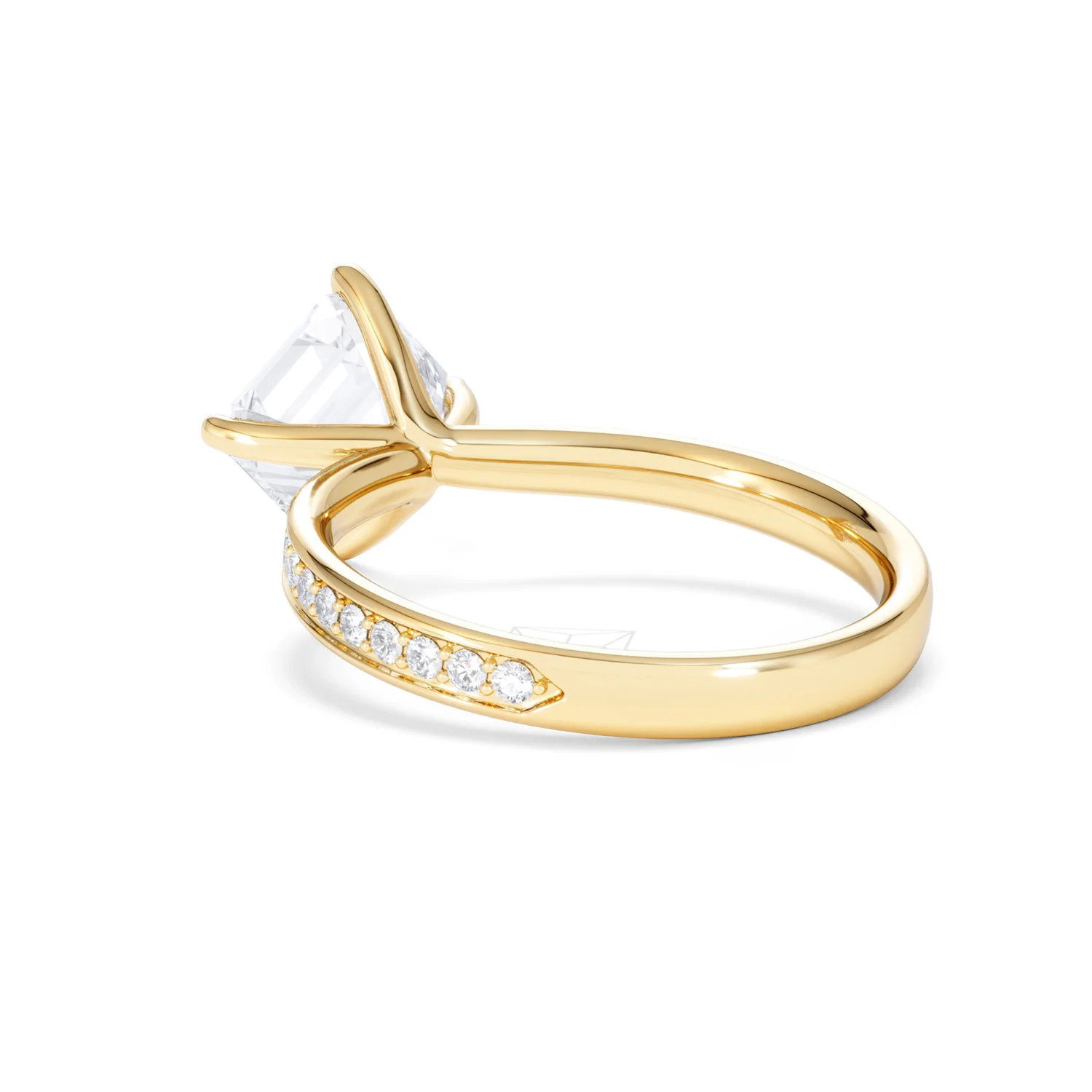 Origin Twist 2.00ct Asscher Cut Lab Diamond Solitaire Engagement Ring with Side Stones in 18K Yellow Gold - Image 57