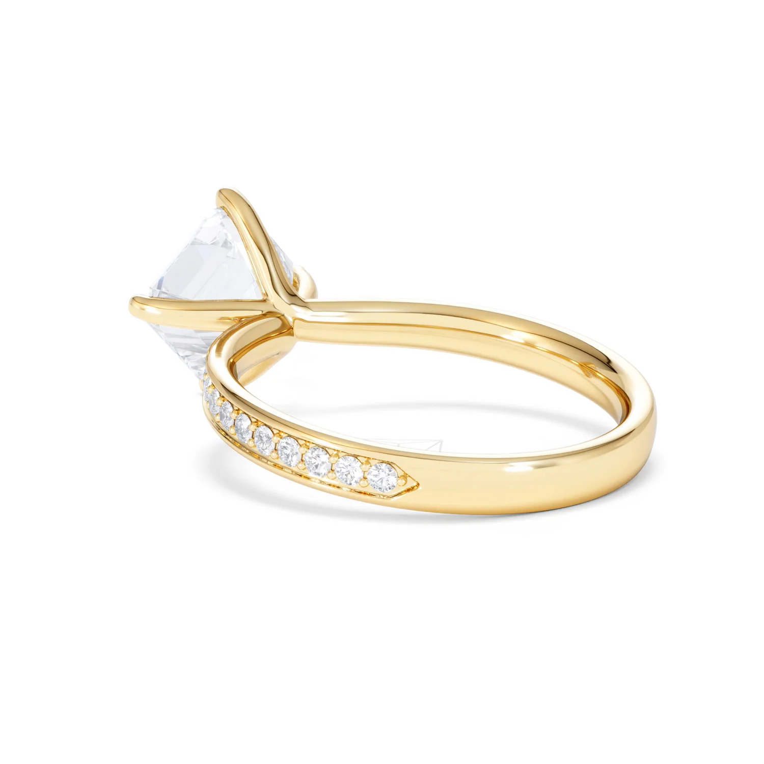Origin Twist 2.00ct Asscher Cut Lab Diamond Solitaire Engagement Ring with Side Stones in 18K Yellow Gold - Image 58