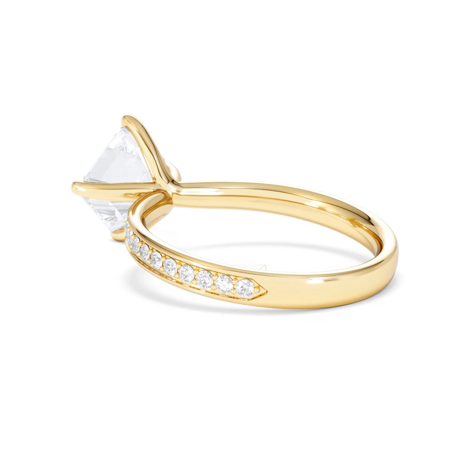 Origin Twist 2.00ct Asscher Cut Lab Diamond Solitaire Engagement Ring with Side Stones in 18K Yellow Gold - Image 59