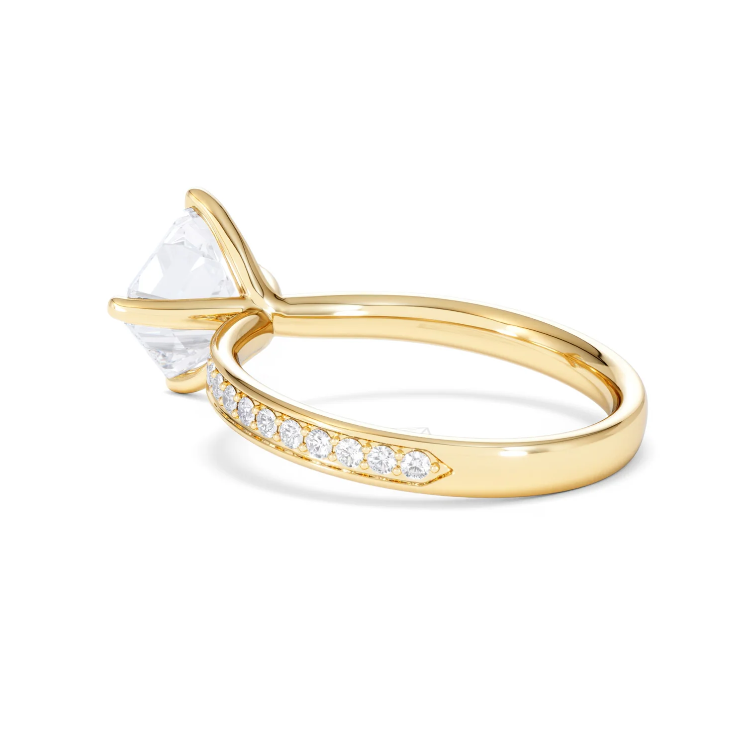 Origin Twist 2.00ct Asscher Cut Lab Diamond Solitaire Engagement Ring with Side Stones in 18K Yellow Gold - Image 60