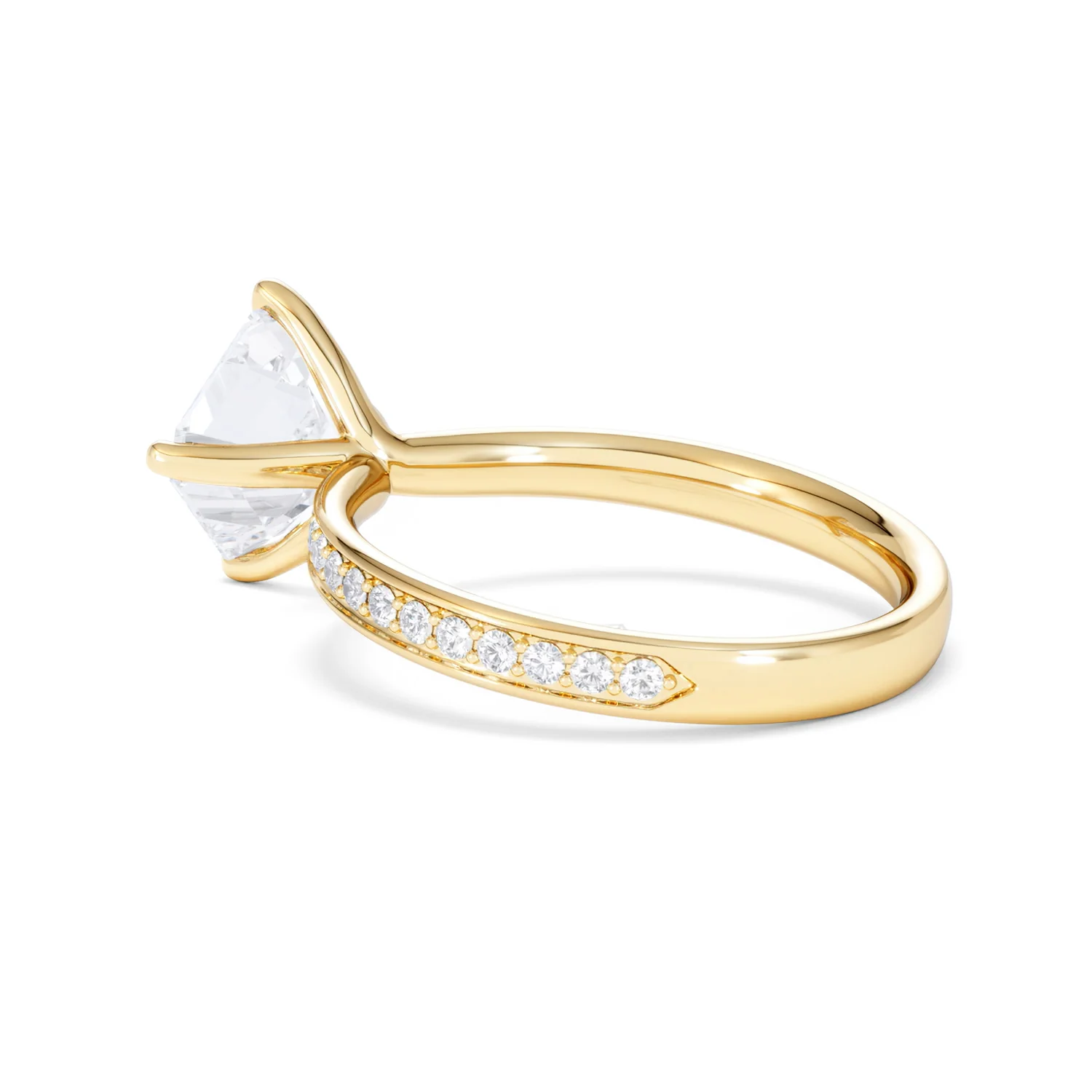 Origin Twist 2.00ct Asscher Cut Lab Diamond Solitaire Engagement Ring with Side Stones in 18K Yellow Gold - Image 61