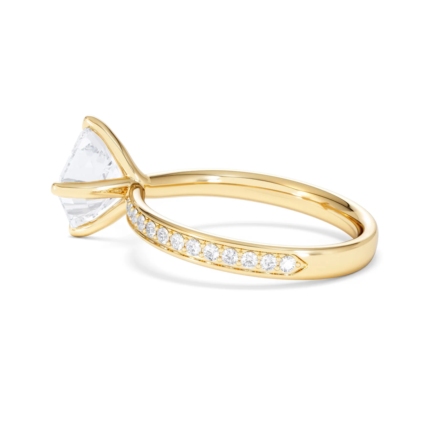 Origin Twist 2.00ct Asscher Cut Lab Diamond Solitaire Engagement Ring with Side Stones in 18K Yellow Gold - Image 64