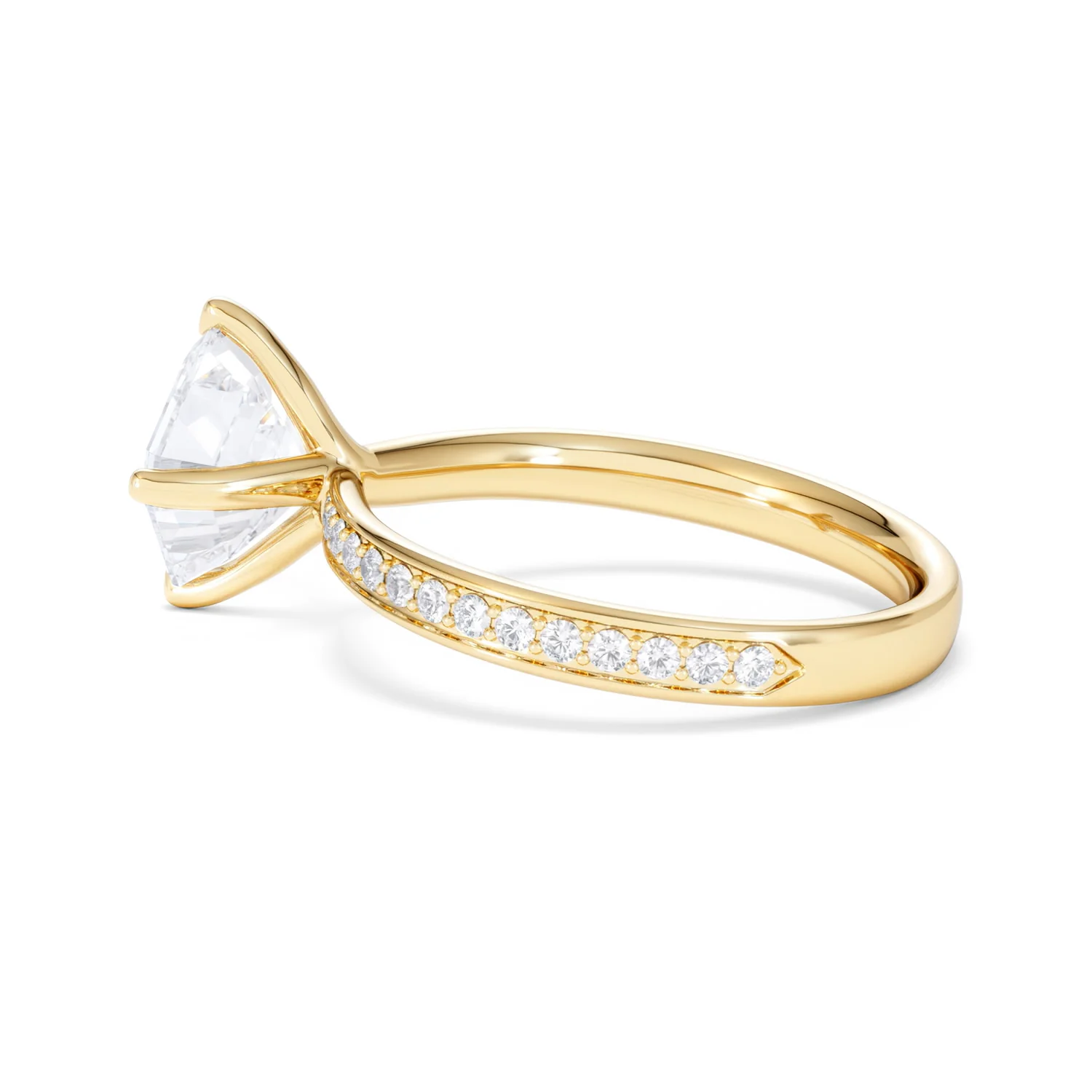 Origin Twist 2.00ct Asscher Cut Lab Diamond Solitaire Engagement Ring with Side Stones in 18K Yellow Gold - Image 65