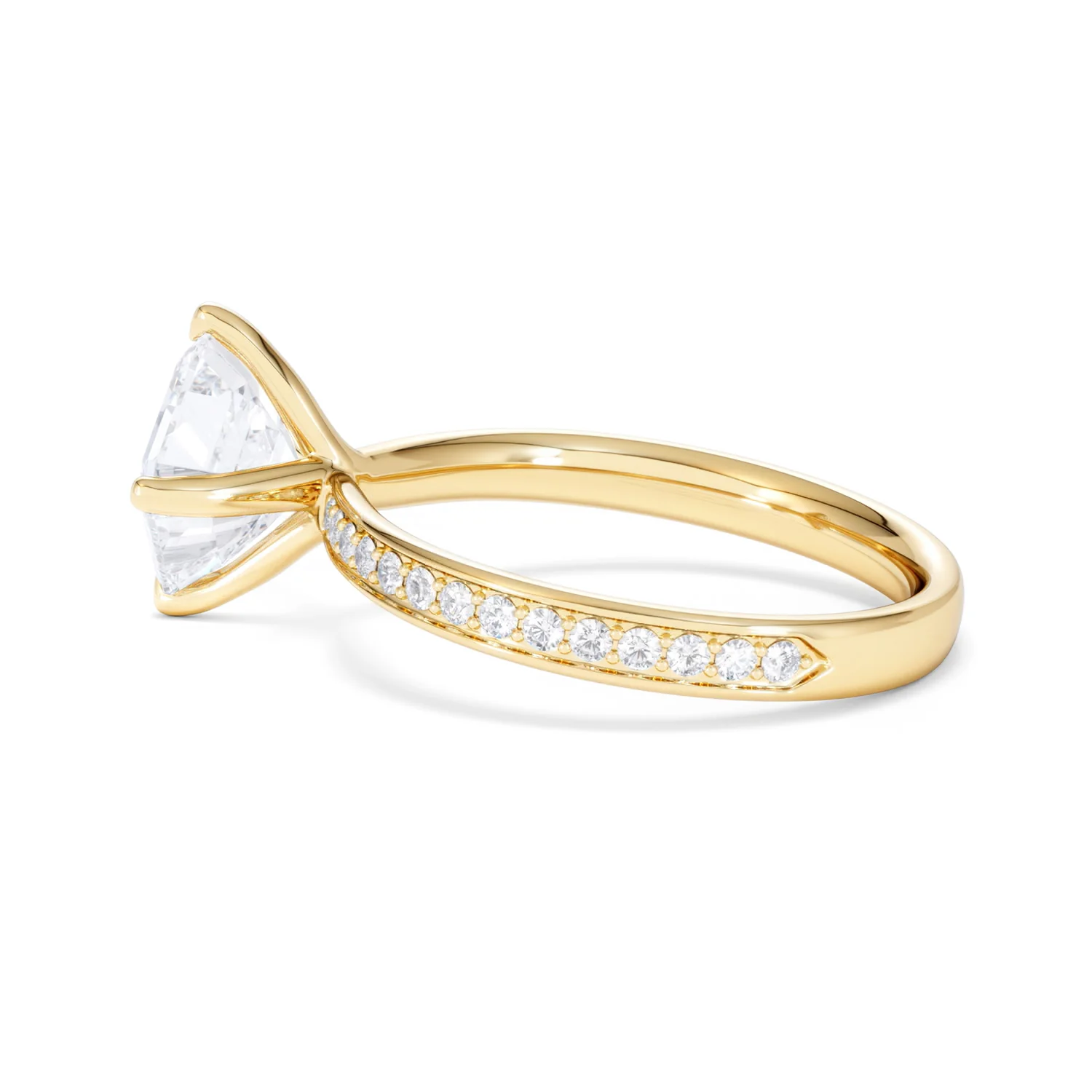 Origin Twist 2.00ct Asscher Cut Lab Diamond Solitaire Engagement Ring with Side Stones in 18K Yellow Gold - Image 66