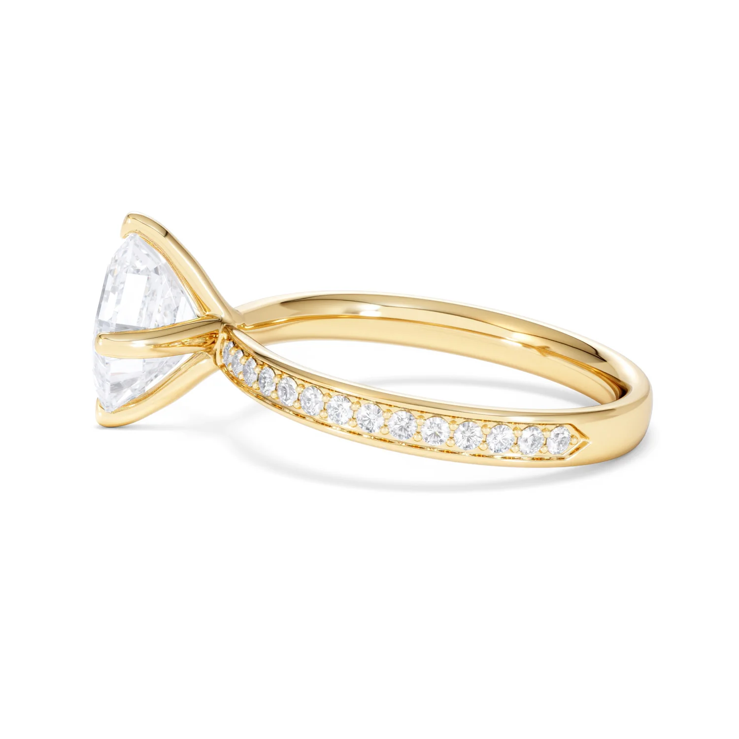 Origin Twist 2.00ct Asscher Cut Lab Diamond Solitaire Engagement Ring with Side Stones in 18K Yellow Gold - Image 68