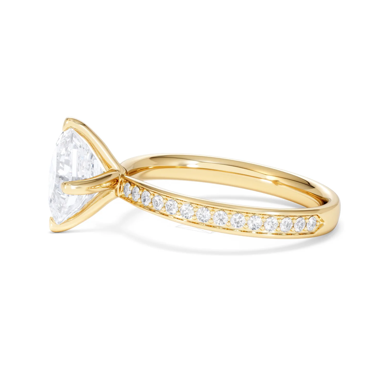 Origin Twist 2.00ct Asscher Cut Lab Diamond Solitaire Engagement Ring with Side Stones in 18K Yellow Gold - Image 71