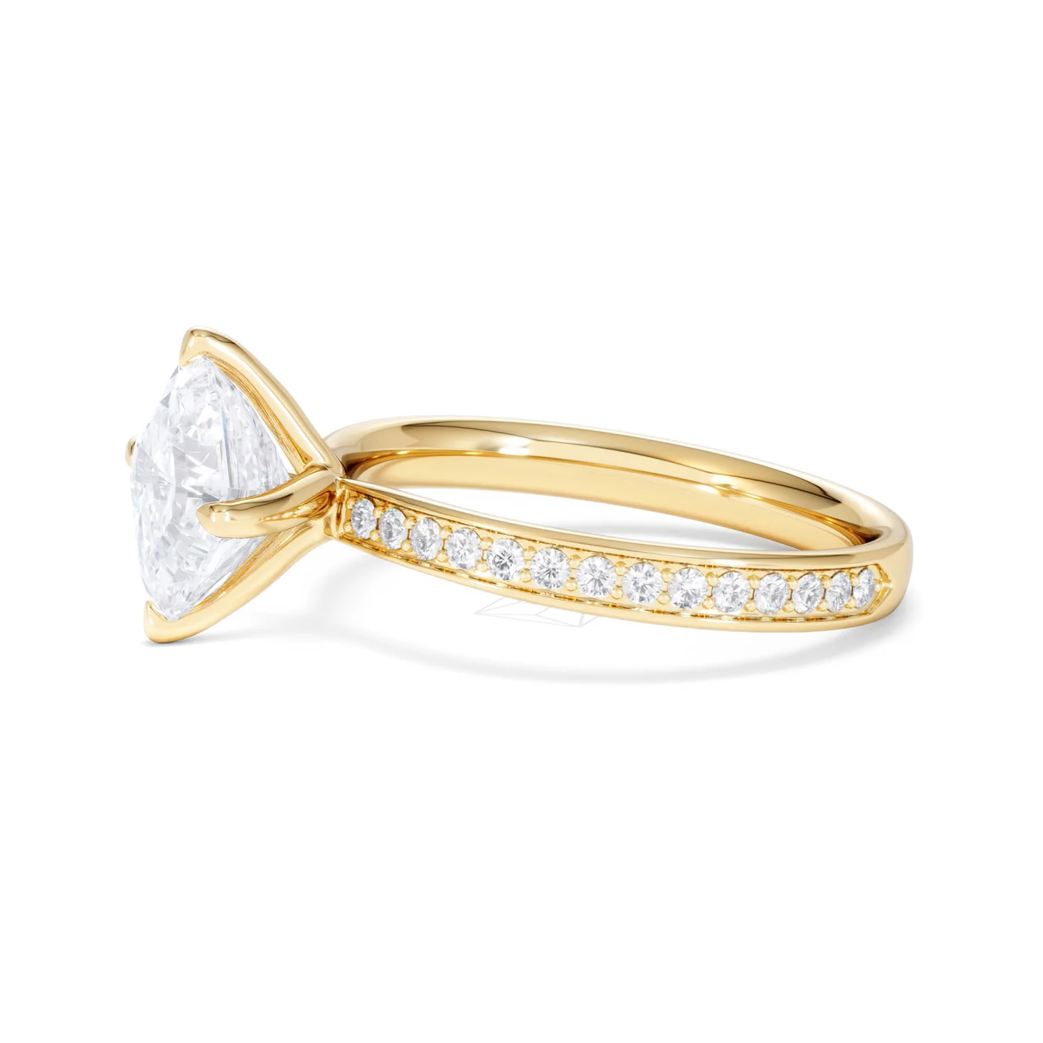 Origin Twist 2.00ct Asscher Cut Lab Diamond Solitaire Engagement Ring with Side Stones in 18K Yellow Gold - Image 73
