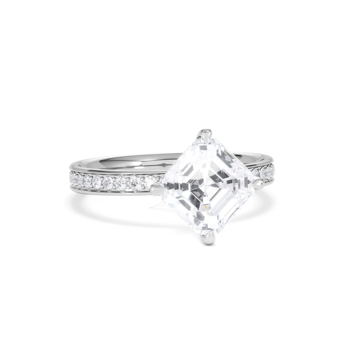 Origin Twist 2.00ct Asscher Cut Lab Diamond Solitaire Engagement Ring with Side Stones in Platinum - Image 12