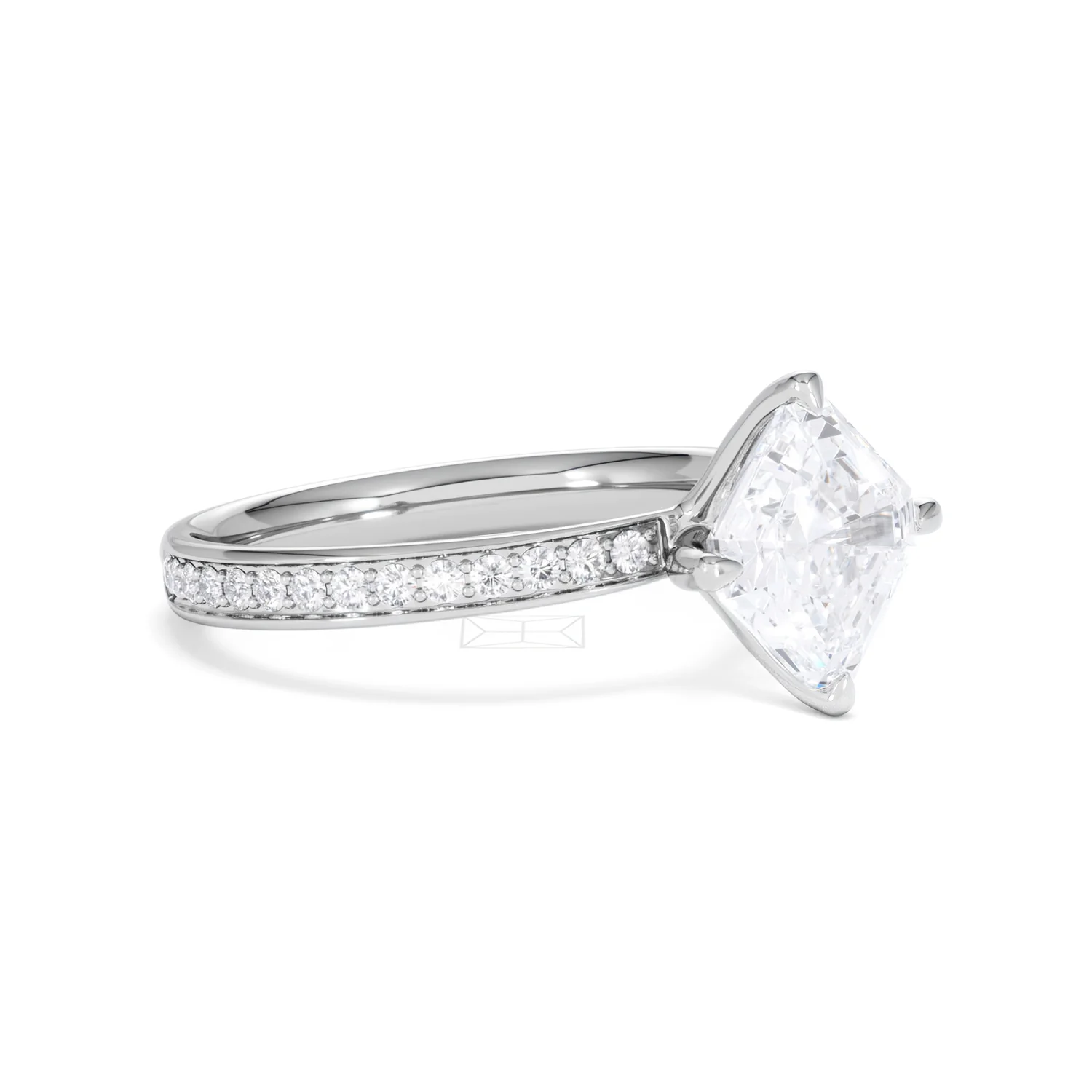 Origin Twist 2.00ct Asscher Cut Lab Diamond Solitaire Engagement Ring with Side Stones in Platinum - Image 19