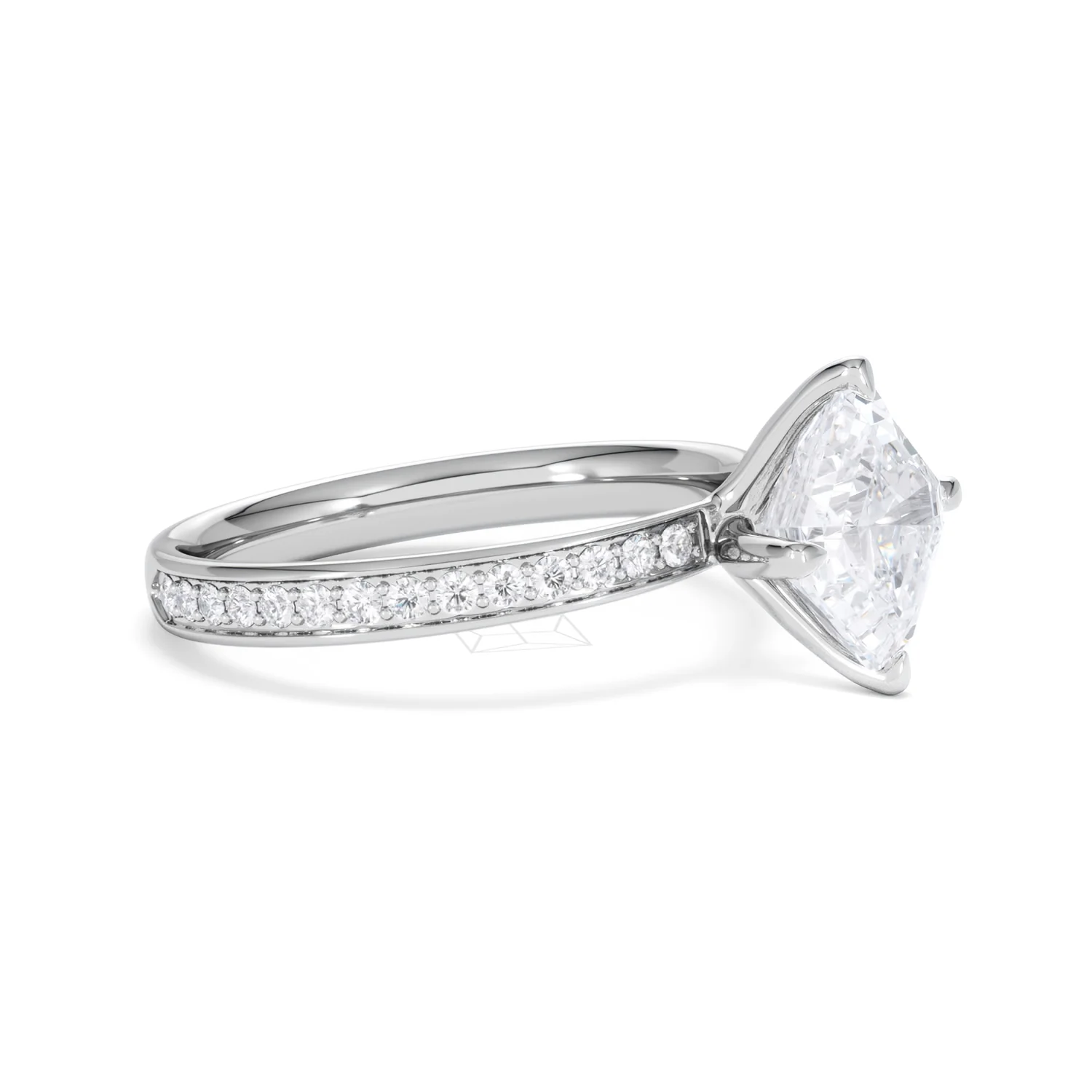 Origin Twist 2.00ct Asscher Cut Lab Diamond Solitaire Engagement Ring with Side Stones in Platinum - Image 22