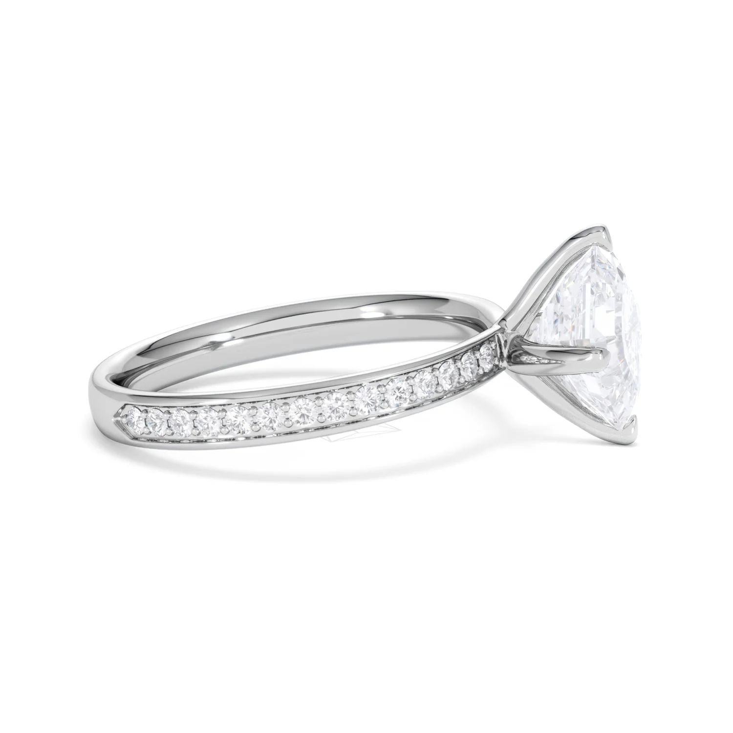 Origin Twist 2.00ct Asscher Cut Lab Diamond Solitaire Engagement Ring with Side Stones in Platinum - Image 26