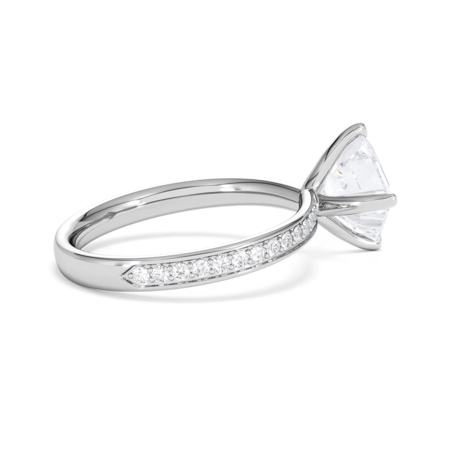 Origin Twist 2.00ct Asscher Cut Lab Diamond Solitaire Engagement Ring with Side Stones in Platinum - Image 33