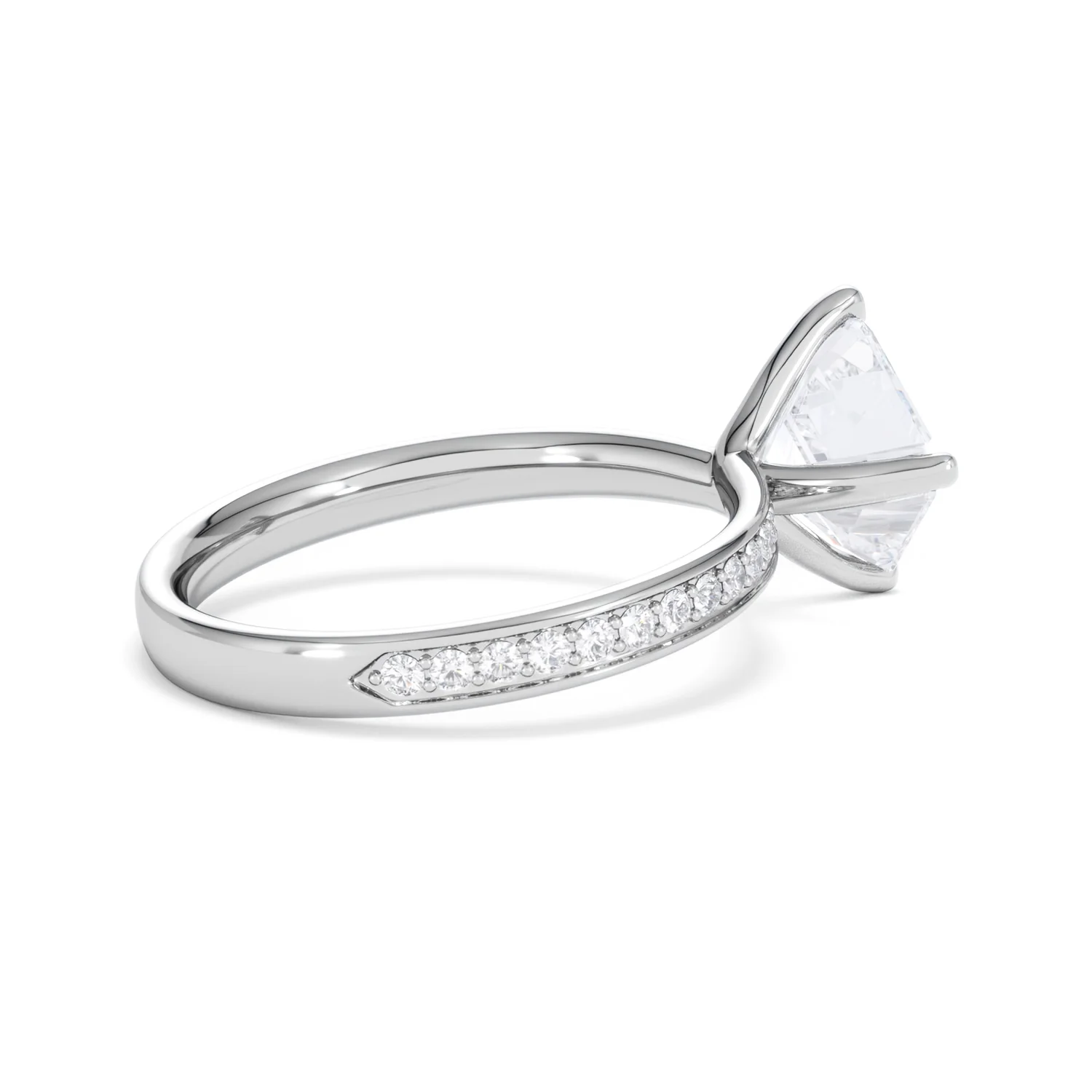 Origin Twist 2.00ct Asscher Cut Lab Diamond Solitaire Engagement Ring with Side Stones in Platinum - Image 35