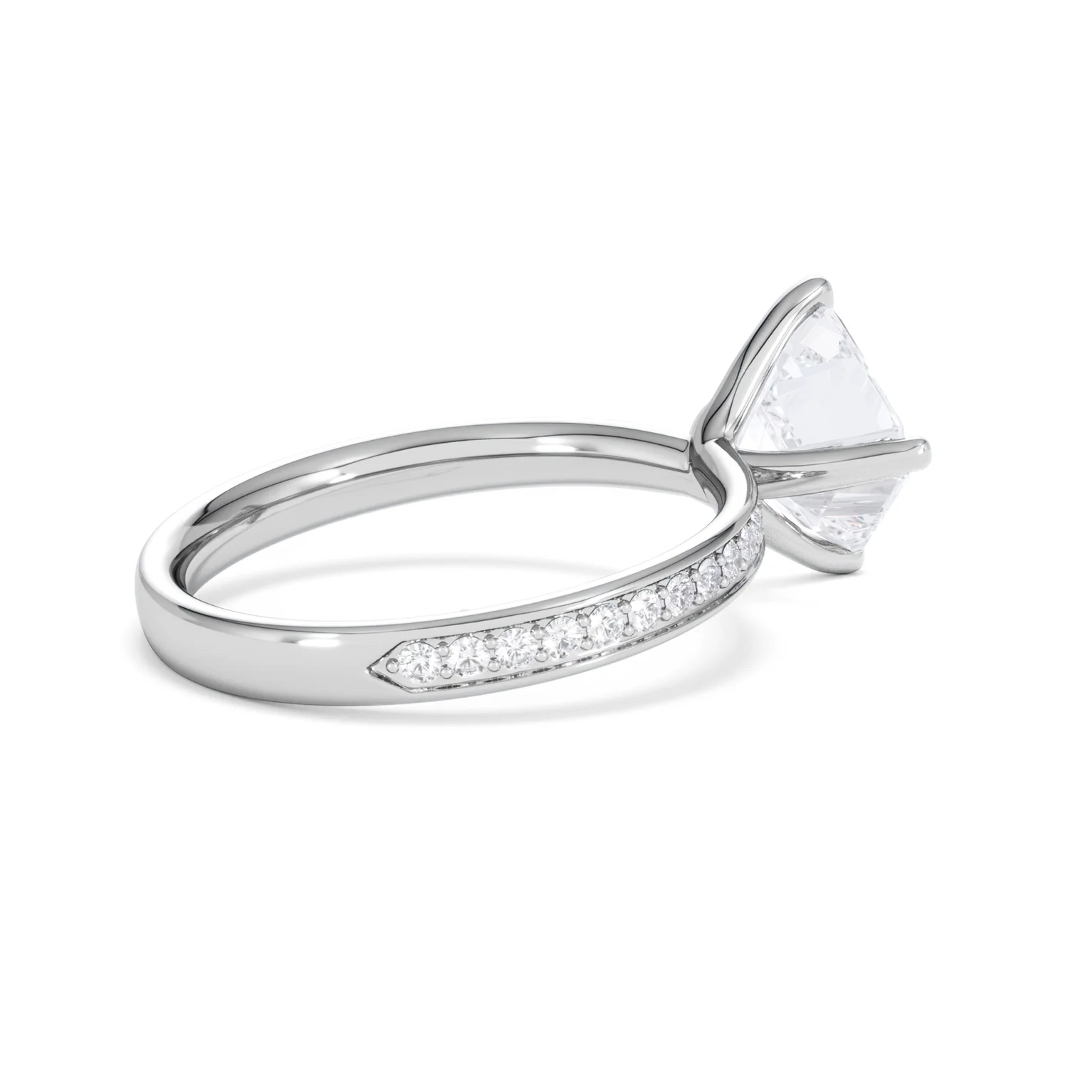 Origin Twist 2.00ct Asscher Cut Lab Diamond Solitaire Engagement Ring with Side Stones in Platinum - Image 36