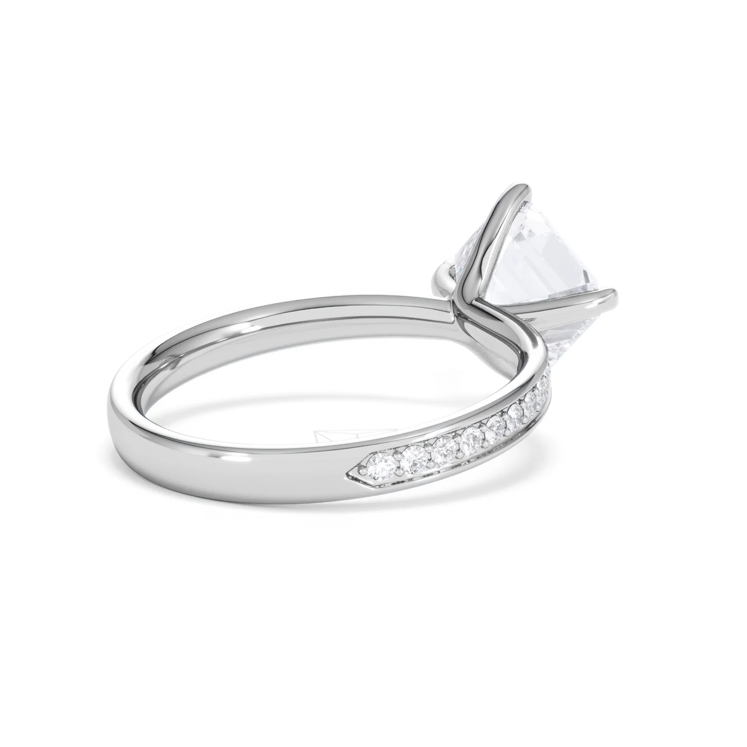 Origin Twist 2.00ct Asscher Cut Lab Diamond Solitaire Engagement Ring with Side Stones in Platinum - Image 40