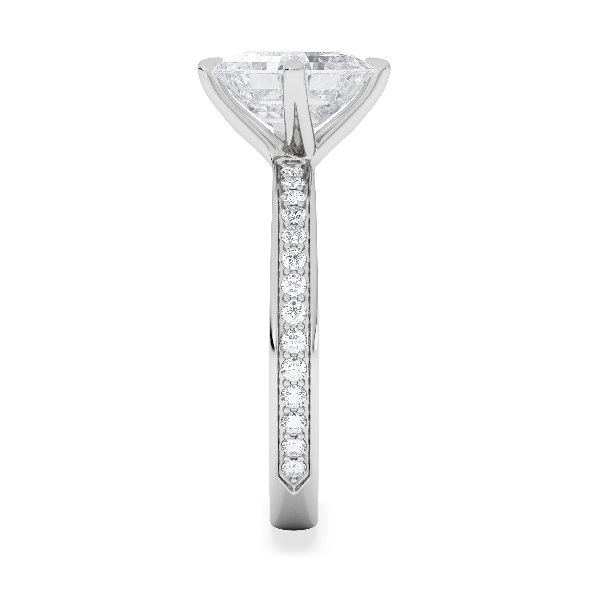 Origin Twist 2.00ct Asscher Cut Lab Diamond Solitaire Engagement Ring with Side Stones in Platinum - Image 5