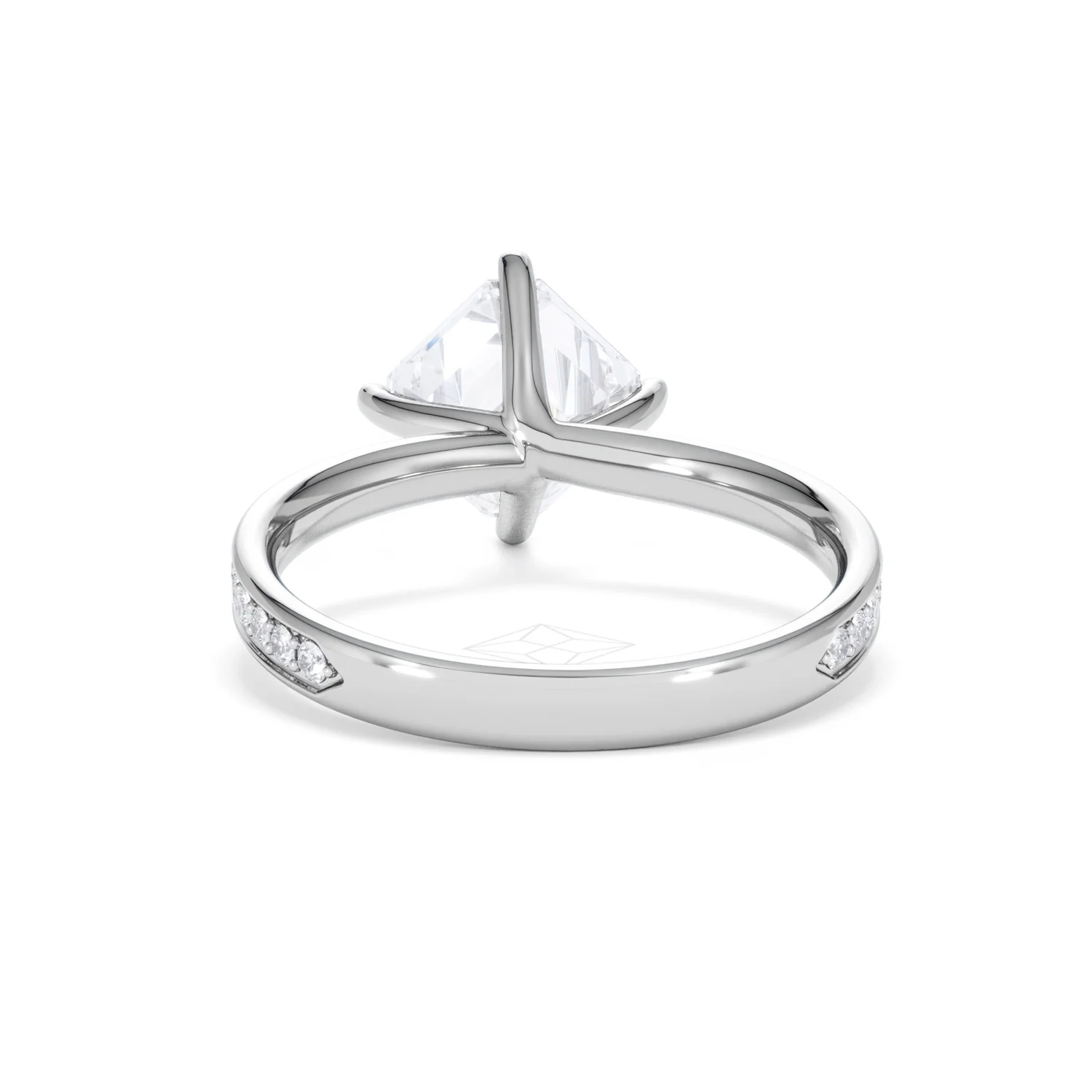 Origin Twist 2.00ct Asscher Cut Lab Diamond Solitaire Engagement Ring with Side Stones in Platinum - Image 50