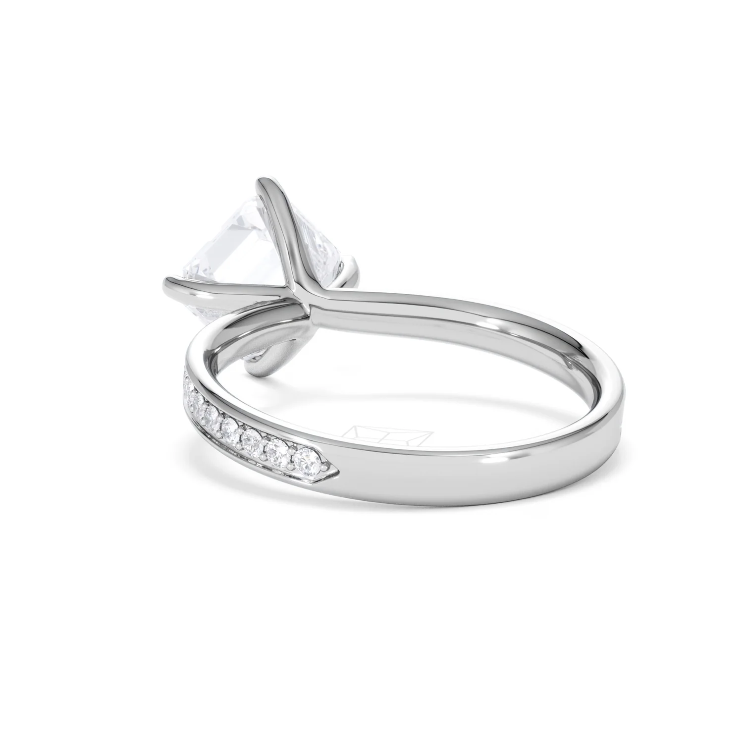 Origin Twist 2.00ct Asscher Cut Lab Diamond Solitaire Engagement Ring with Side Stones in Platinum - Image 55