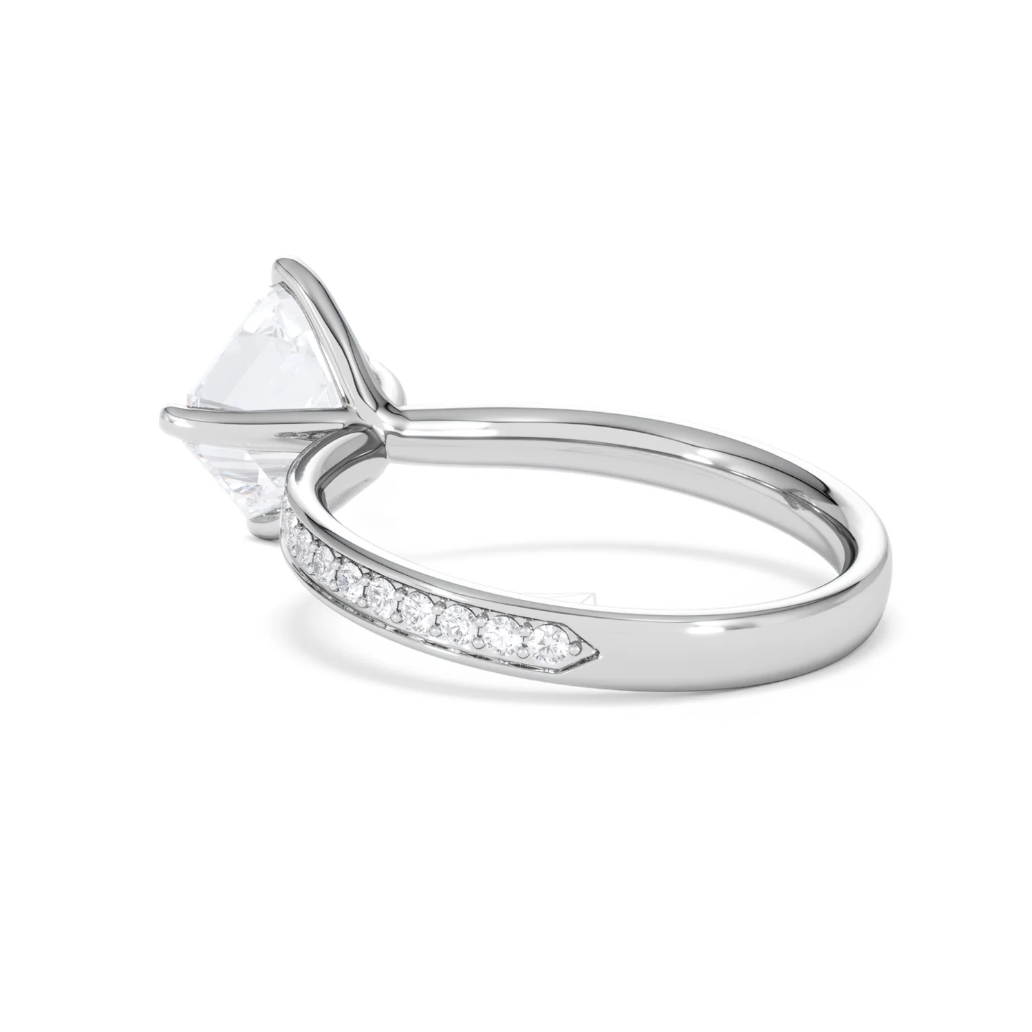 Origin Twist 2.00ct Asscher Cut Lab Diamond Solitaire Engagement Ring with Side Stones in Platinum - Image 59