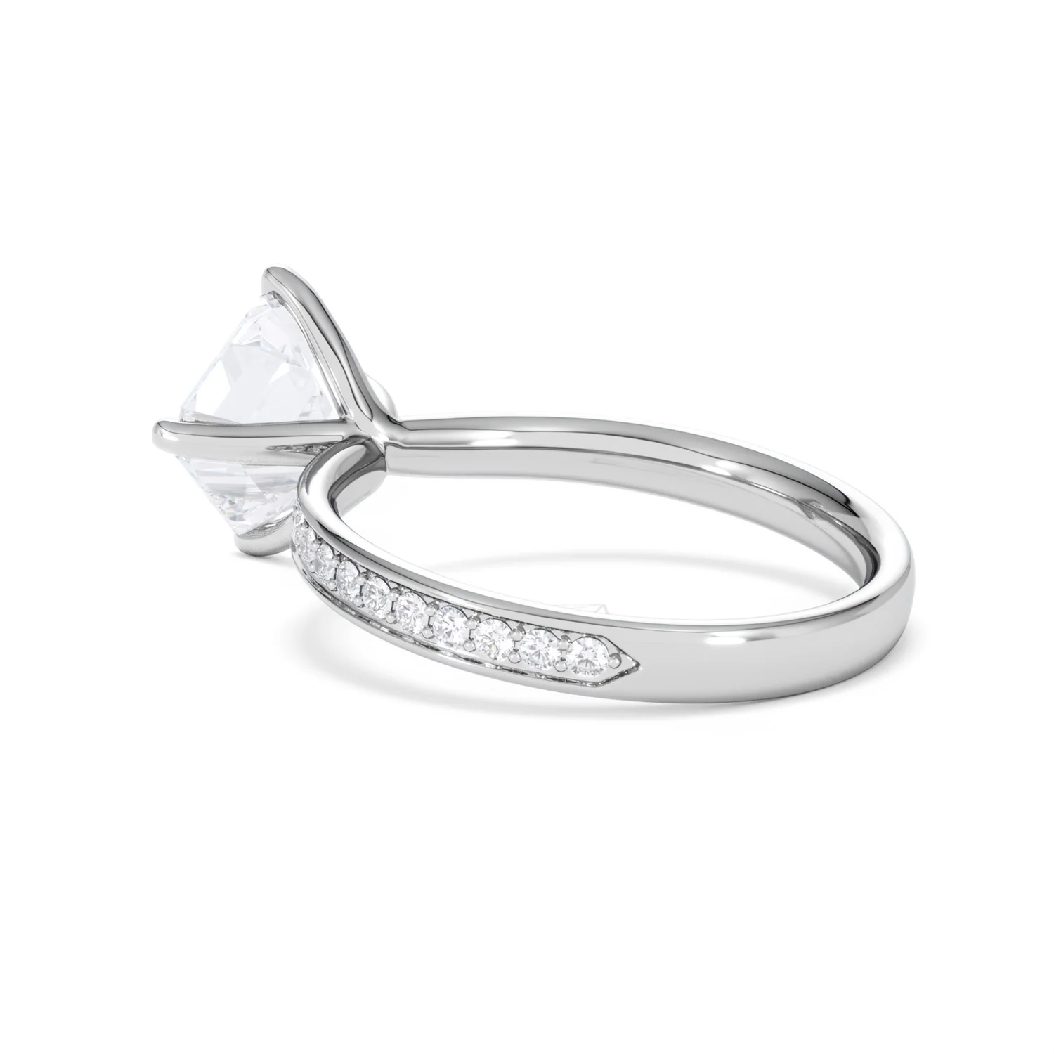Origin Twist 2.00ct Asscher Cut Lab Diamond Solitaire Engagement Ring with Side Stones in Platinum - Image 60
