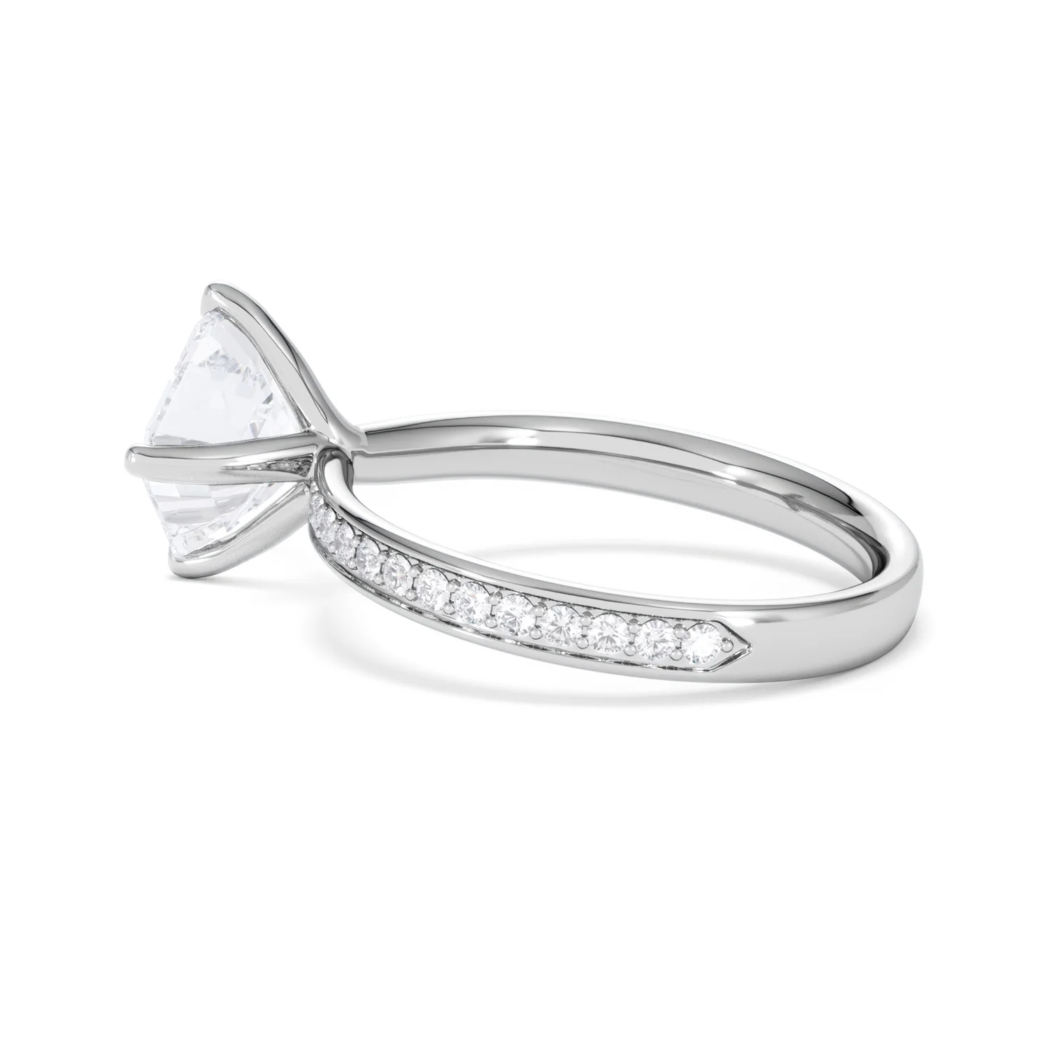 Origin Twist 2.00ct Asscher Cut Lab Diamond Solitaire Engagement Ring with Side Stones in Platinum - Image 64