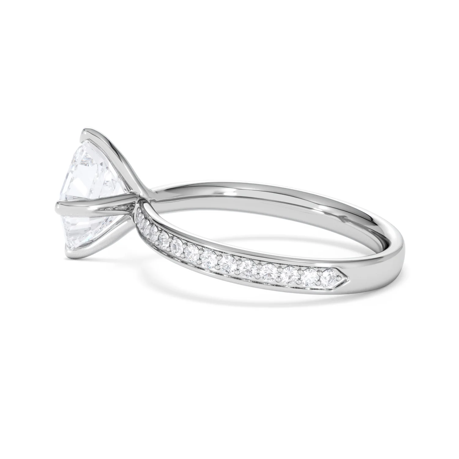 Origin Twist 2.00ct Asscher Cut Lab Diamond Solitaire Engagement Ring with Side Stones in Platinum - Image 66