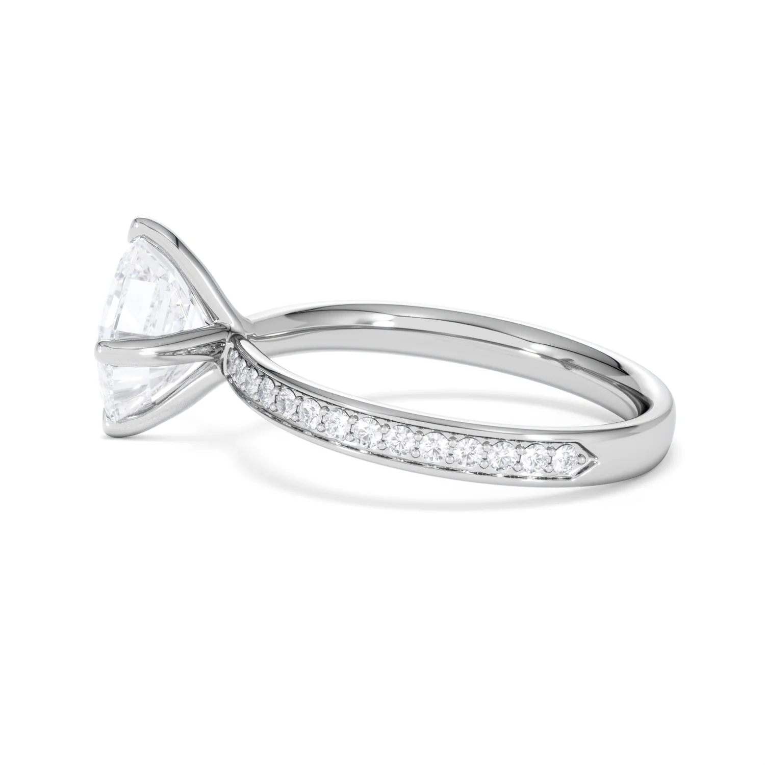 Origin Twist 2.00ct Asscher Cut Lab Diamond Solitaire Engagement Ring with Side Stones in Platinum - Image 67