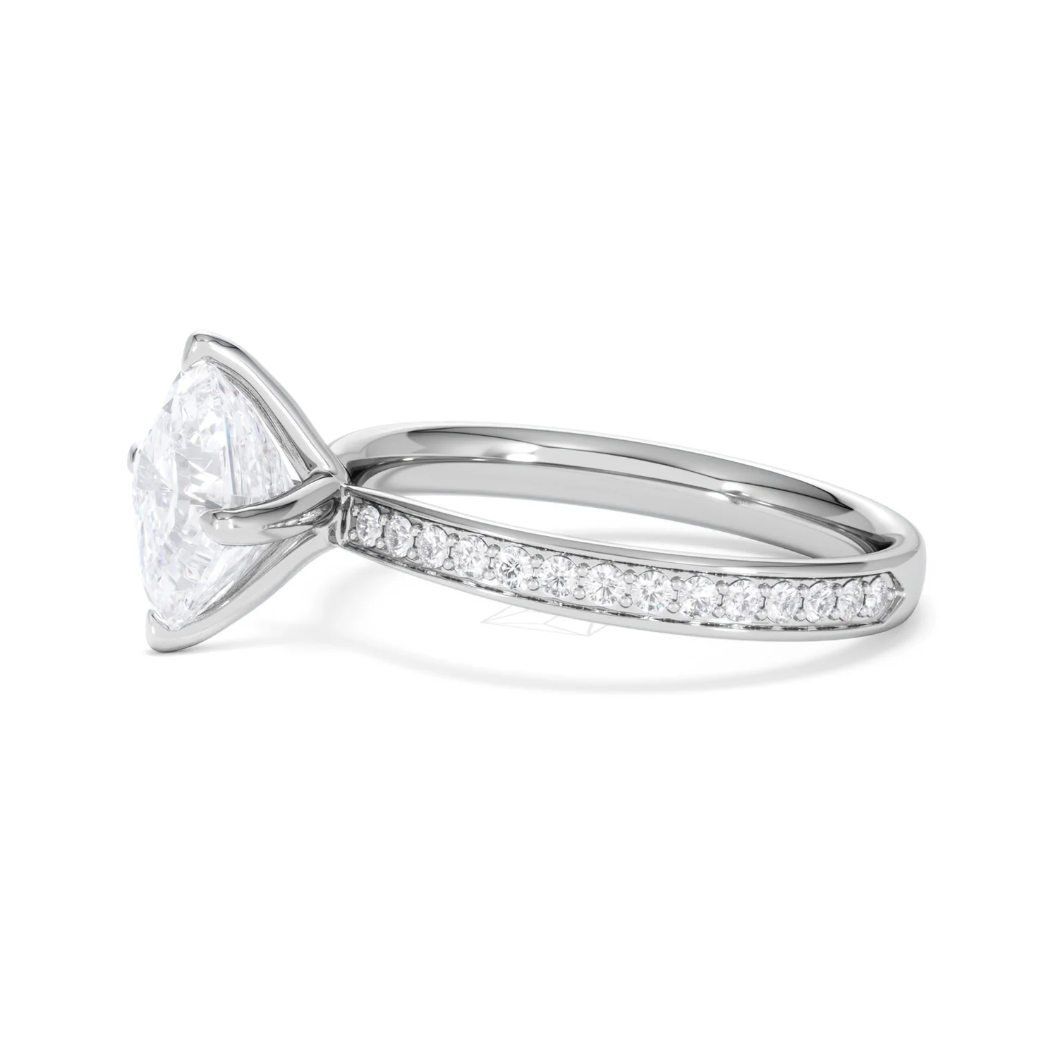 Origin Twist 2.00ct Asscher Cut Lab Diamond Solitaire Engagement Ring with Side Stones in Platinum - Image 73