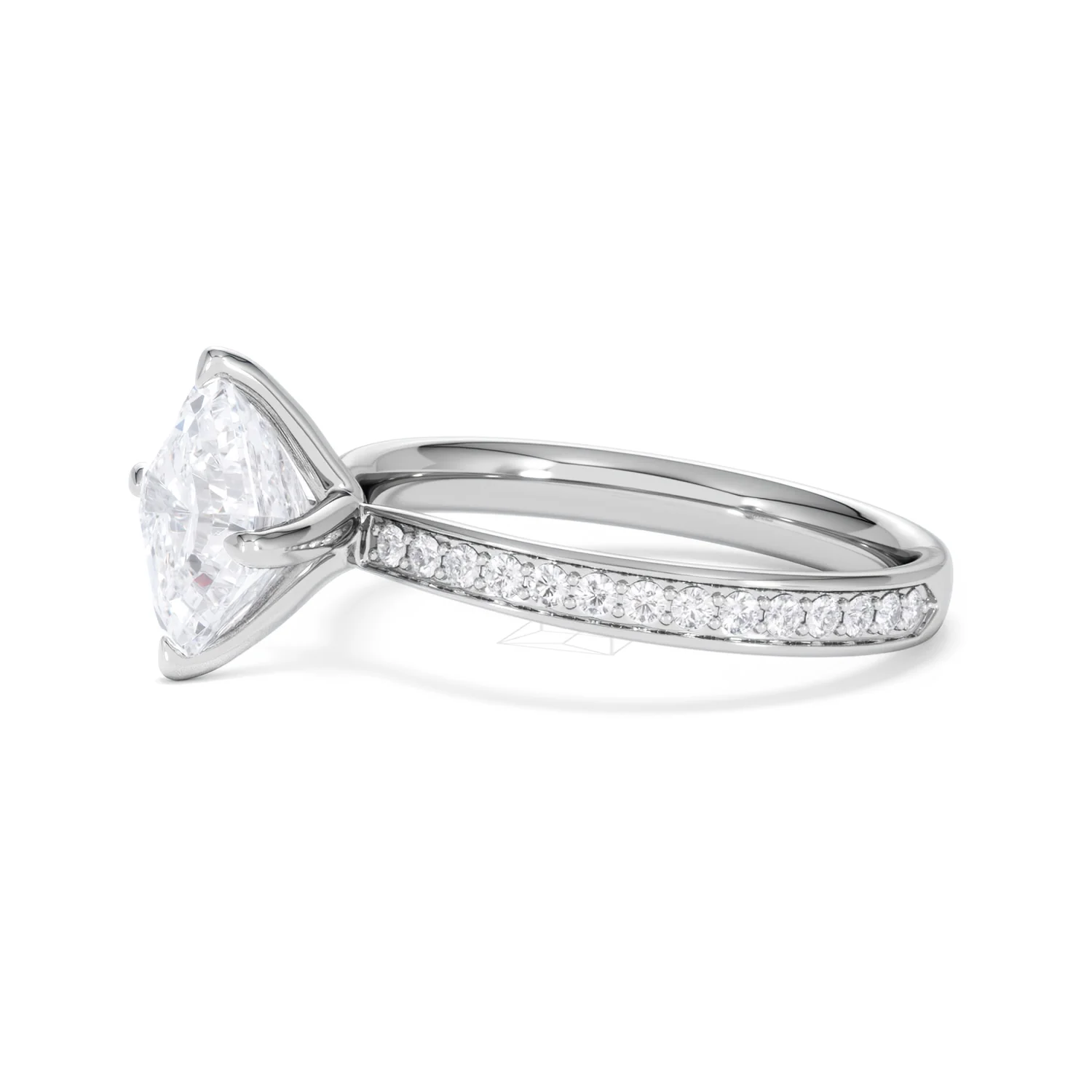 Origin Twist 2.00ct Asscher Cut Lab Diamond Solitaire Engagement Ring with Side Stones in Platinum - Image 74