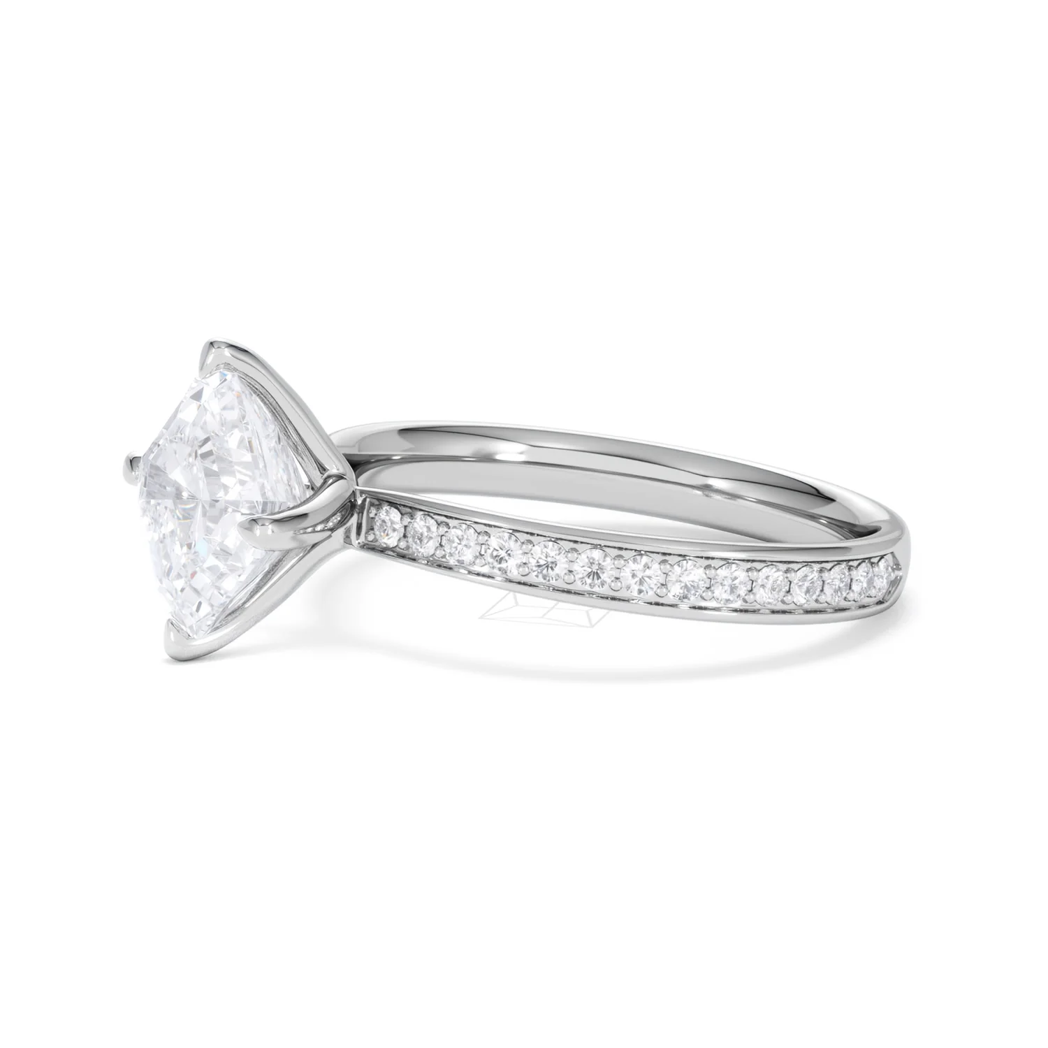 Origin Twist 2.00ct Asscher Cut Lab Diamond Solitaire Engagement Ring with Side Stones in Platinum - Image 75