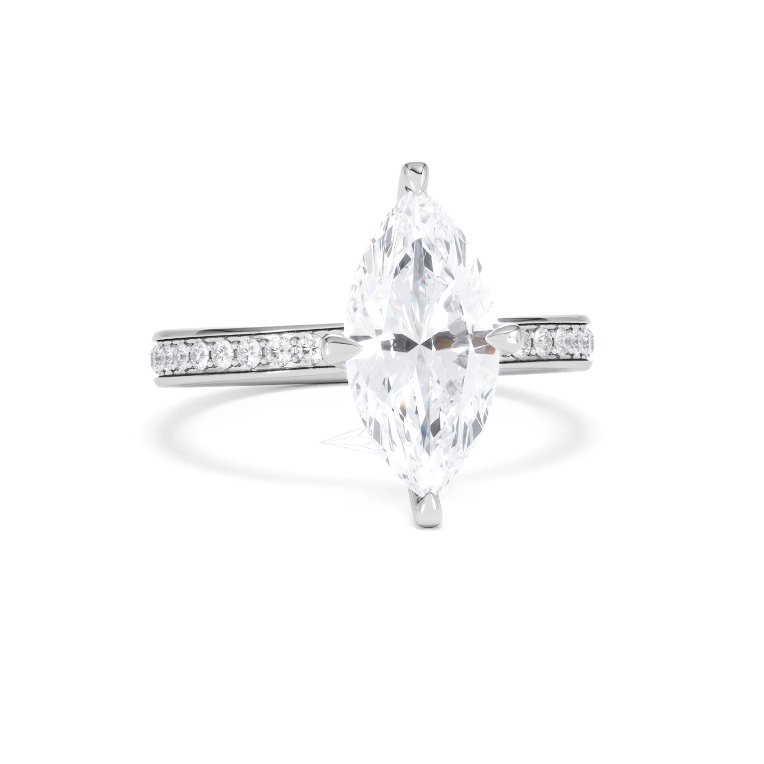 Origin Twist 2.00ct Marquise Cut Lab Diamond Solitaire Engagement Ring with Side Stones in 18K White Gold - Image 11
