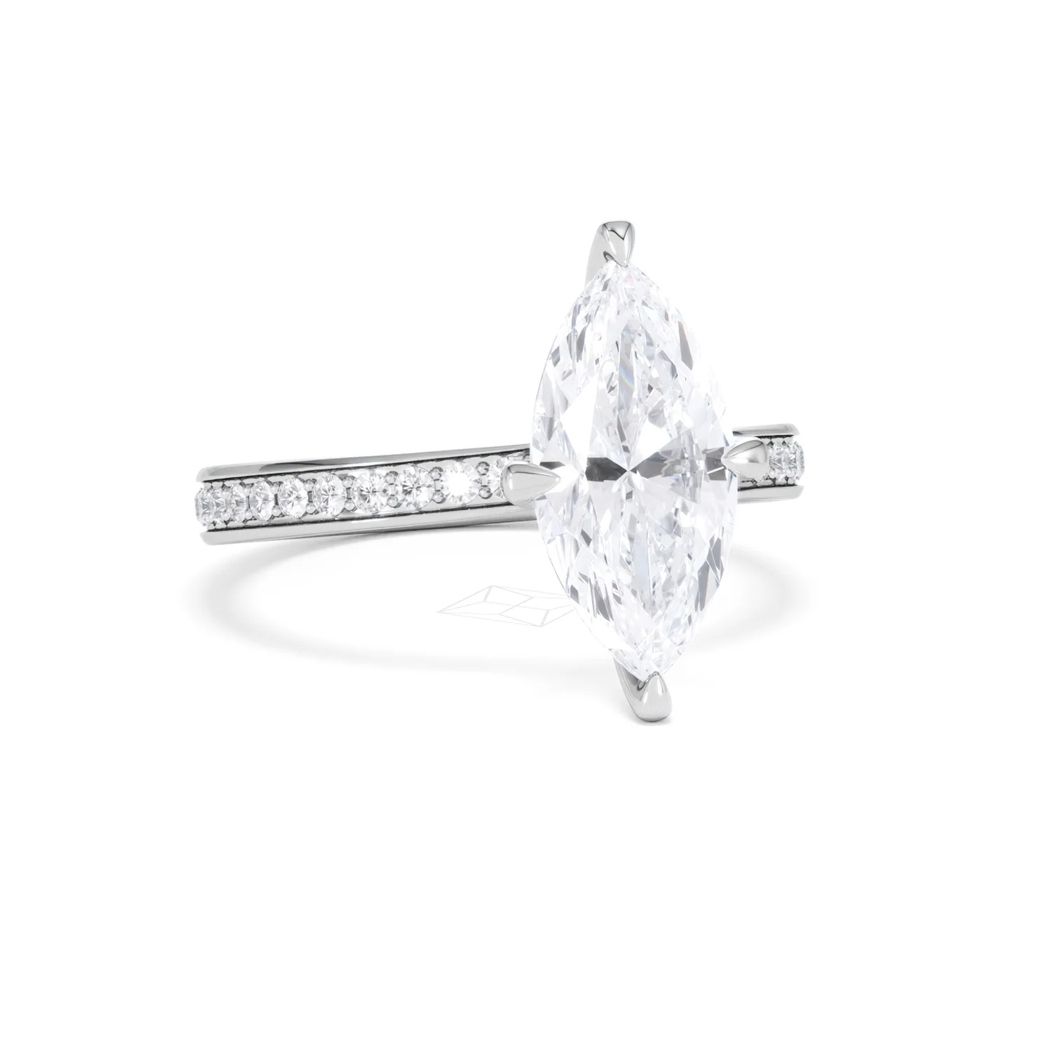 Origin Twist 2.00ct Marquise Cut Lab Diamond Solitaire Engagement Ring with Side Stones in 18K White Gold - Image 13