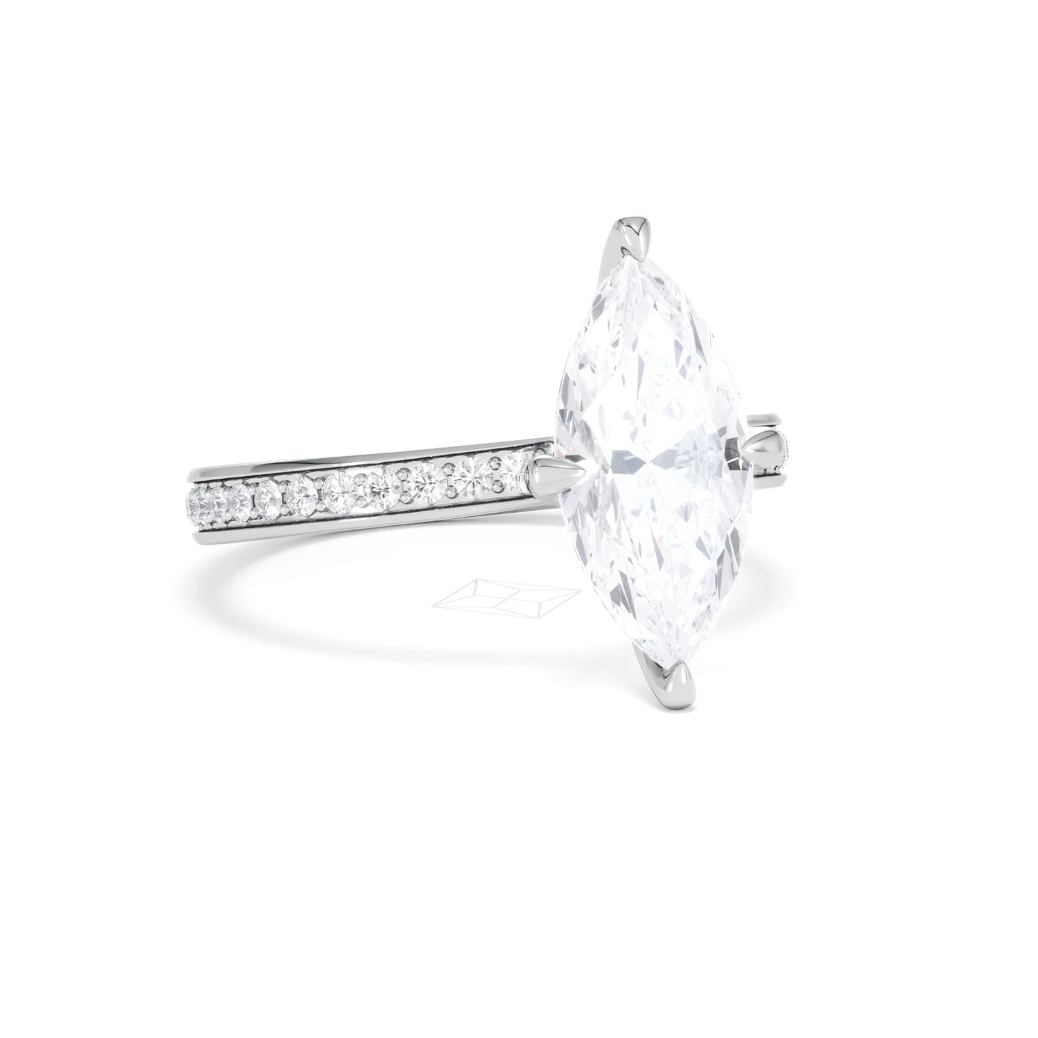 Origin Twist 2.00ct Marquise Cut Lab Diamond Solitaire Engagement Ring with Side Stones in 18K White Gold - Image 14