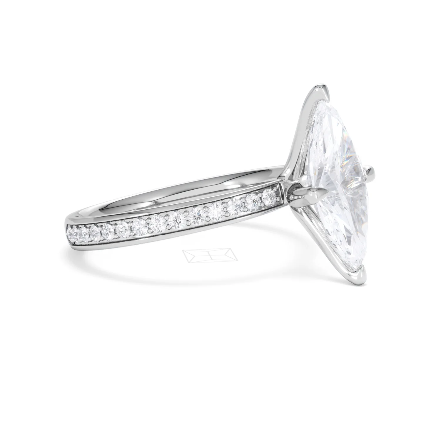 Origin Twist 2.00ct Marquise Cut Lab Diamond Solitaire Engagement Ring with Side Stones in 18K White Gold - Image 21
