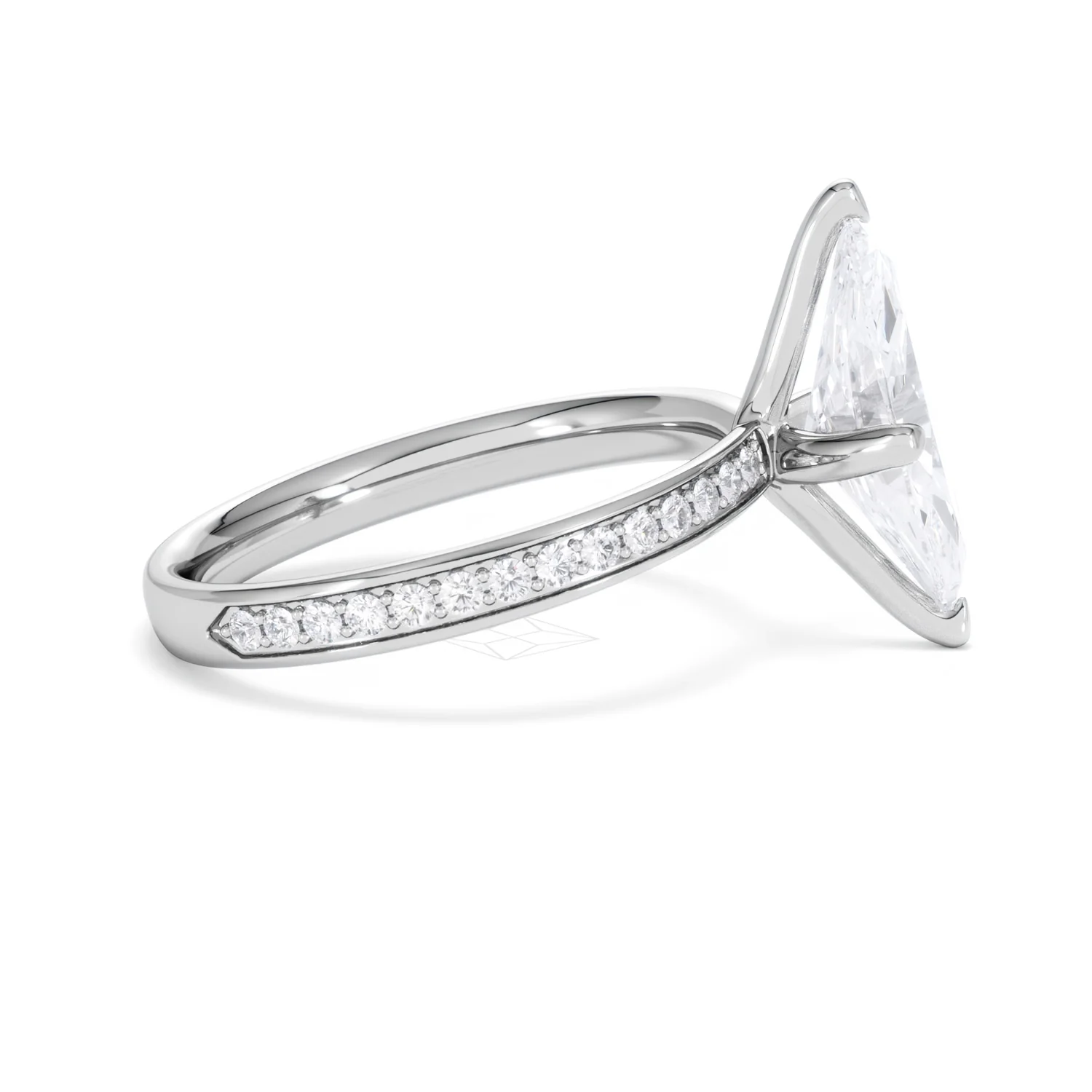 Origin Twist 2.00ct Marquise Cut Lab Diamond Solitaire Engagement Ring with Side Stones in 18K White Gold - Image 28