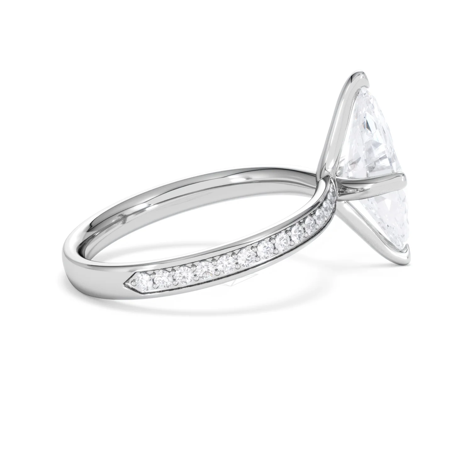 Origin Twist 2.00ct Marquise Cut Lab Diamond Solitaire Engagement Ring with Side Stones in 18K White Gold - Image 32